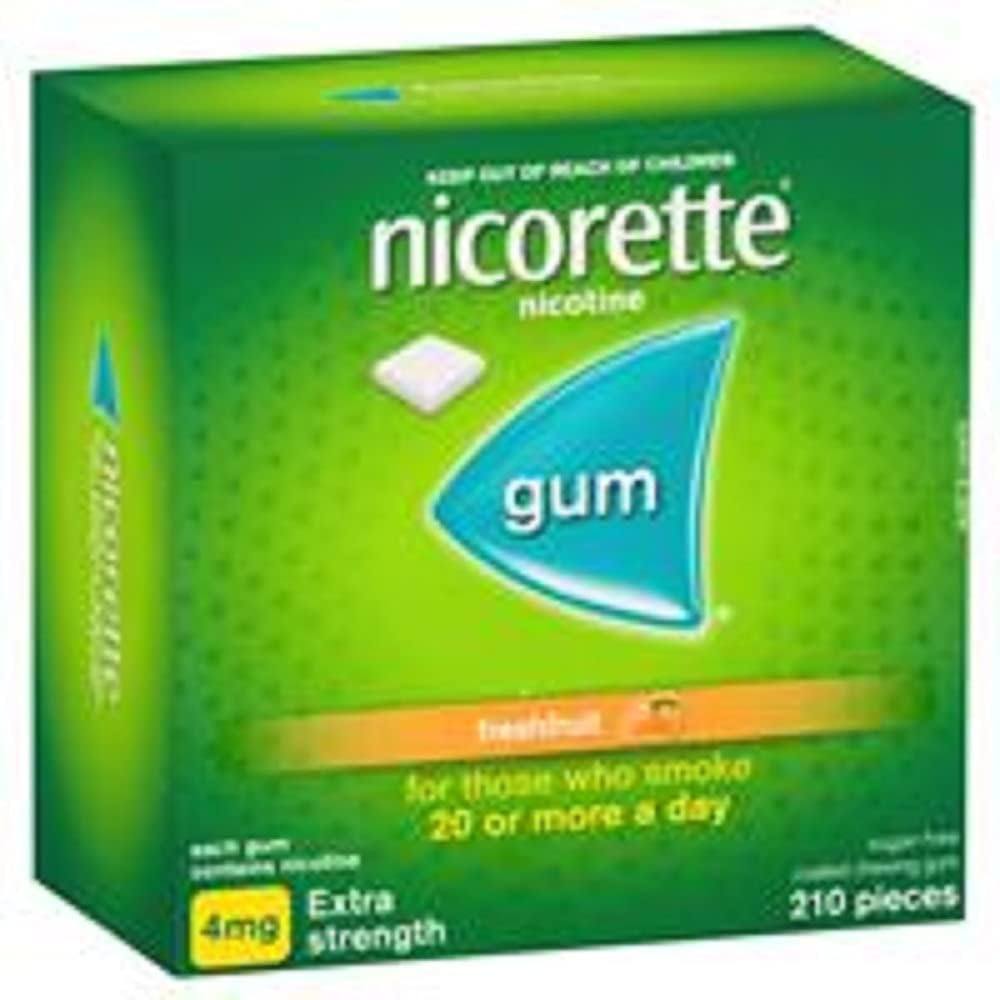 Nicorette 4Mg Quit Smoking Extra Strength Freshfruit Nicotine Chewing Gum, 210 Count, Pack of 210