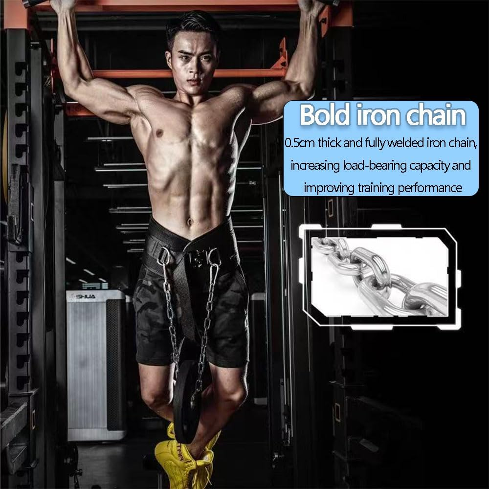 Dipping Belt with Chain for Weightlifting &ndash; Waist Support Belt for Fitness, Bodybuilding, Powerlifting, Squats, Gym Workout image number 6