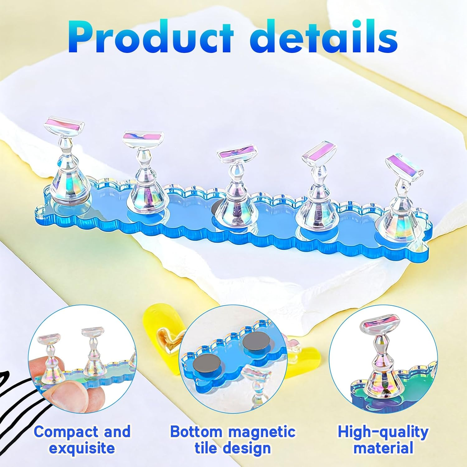 Magnetic Nail Tips Holder Nail, Acrylic Nail Sticks, Nail Practice Stands, Imprint Nail Sticks, Nail Tip, Fingernail DIY Nail Art Stand for Manicure Tool Salon (Colour) - Pink image number 2