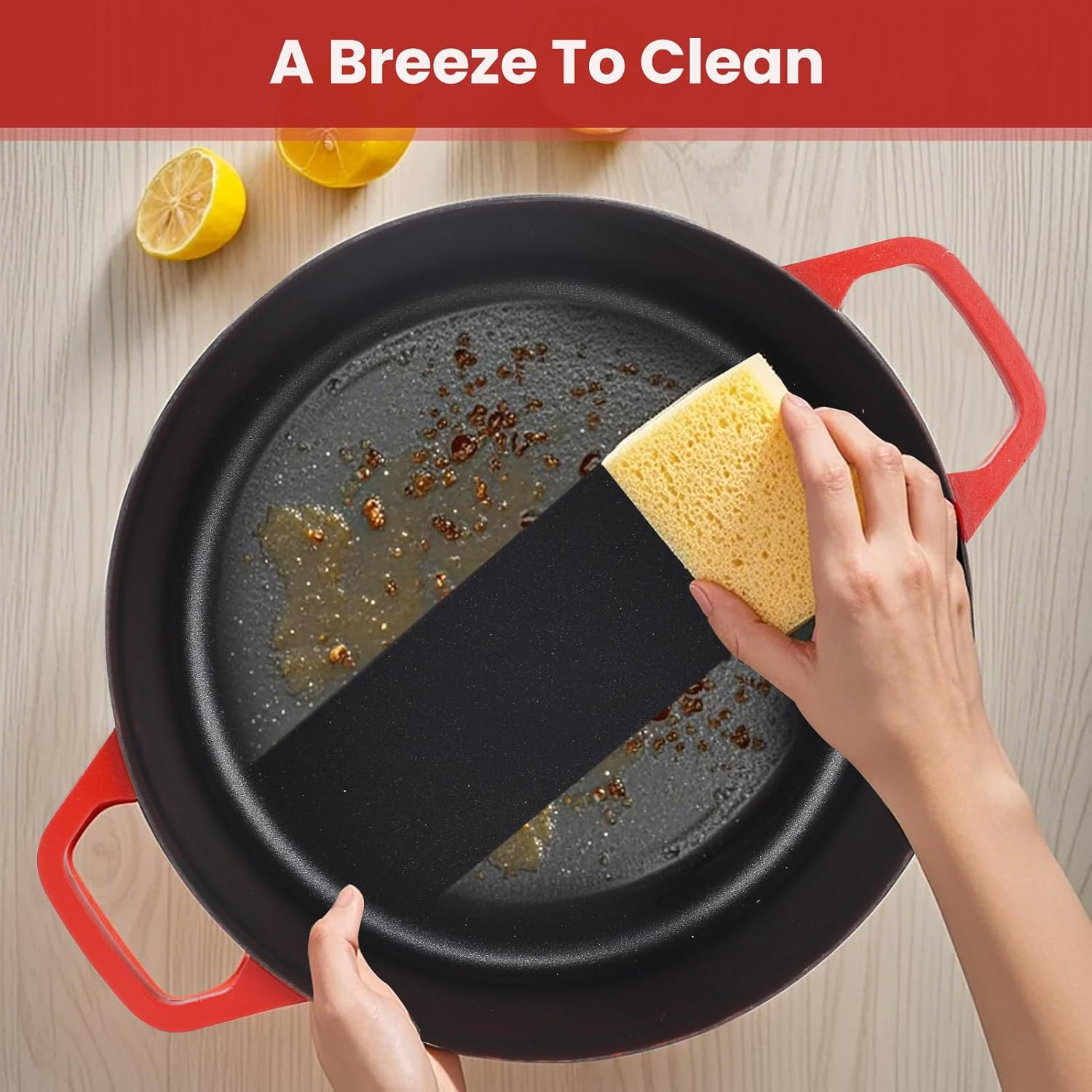 3.8L Enameled Iron Alloy Oven Pot with Dual Handles and Lid Even Heating Cooking Pot for Stewing Braising Boiling image number 4