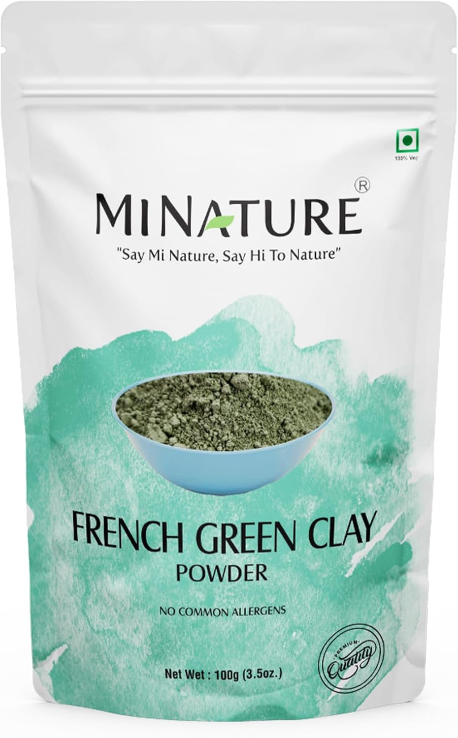 French Green Clay Powder (Montmorillonite) by Mi Nature | for Skincare Face Masks, Face Scrubs, Body Cleansers| Pure & Natural Mask Powder for All Skin Types & Unisex Use| 100G(3.5Oz) image number 6