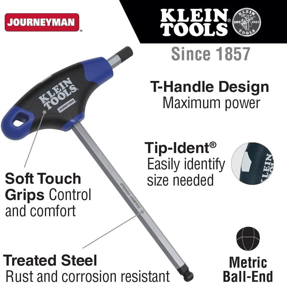Klein Tools 6-Inch Metric Ball End T-Handle Set 8 Piece JTH68MB