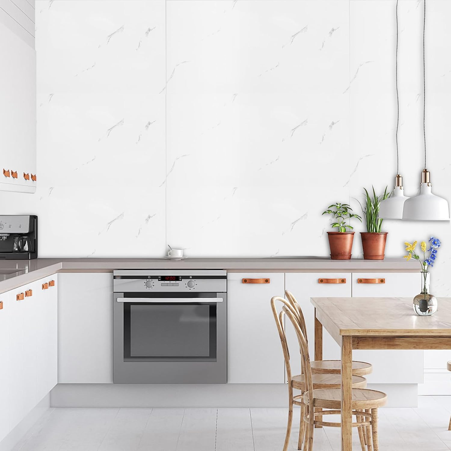 Faux Marble Tile Stickers, 10PCS 30 * 60/40 * 80Cm Modern Self-Adhesive Kitchen Backsplash, Waterproof Decorative Wall Tiles for Bathroom (#9, 30 * 60Cm)