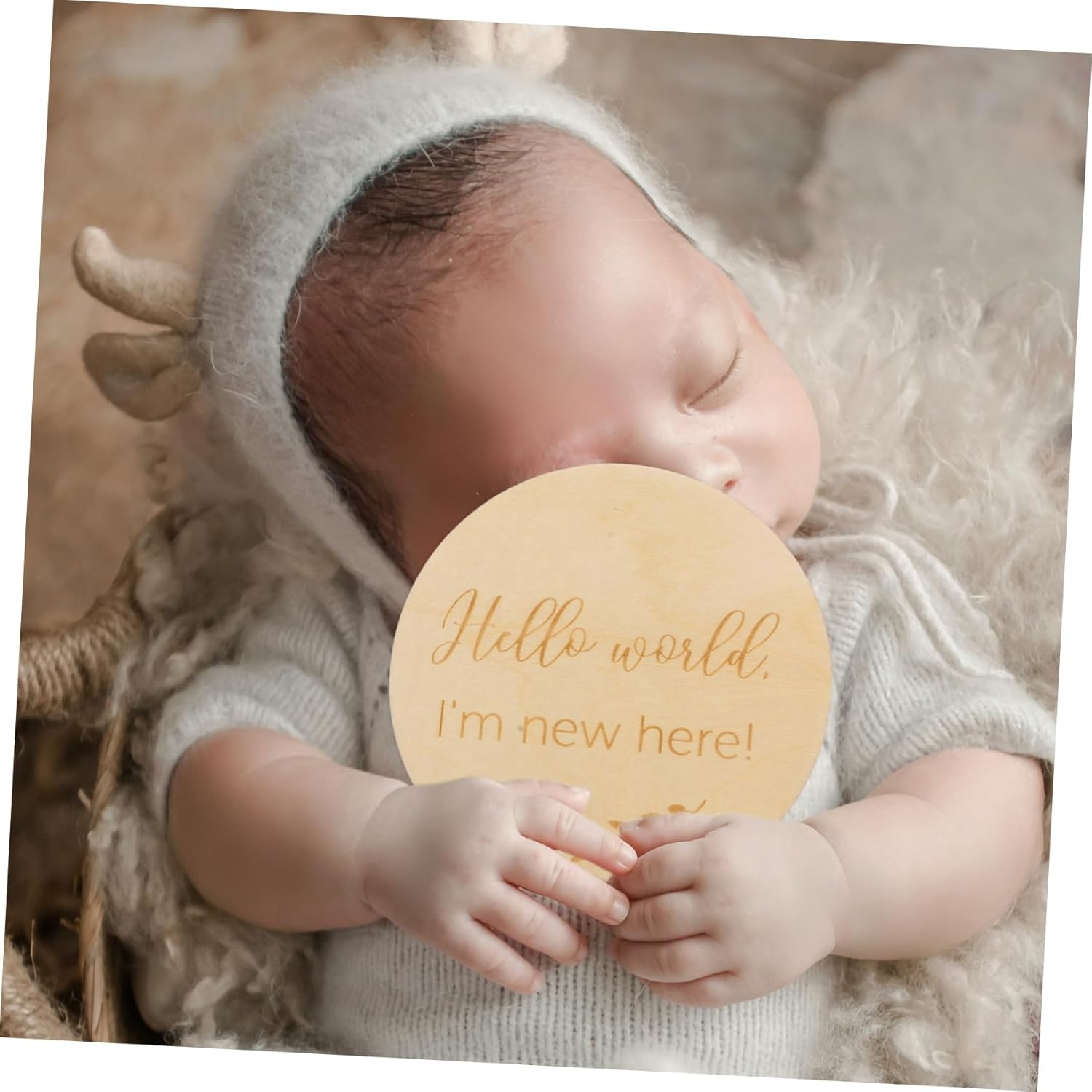 ERINGOGO Baby Growth Celebration Cards 2Pcs Wooden Baby Milestone Discs Newborn Photo Props Creative round Commemorative Cards for Newborns 10Cm Diameter - Assorted Color image number 5