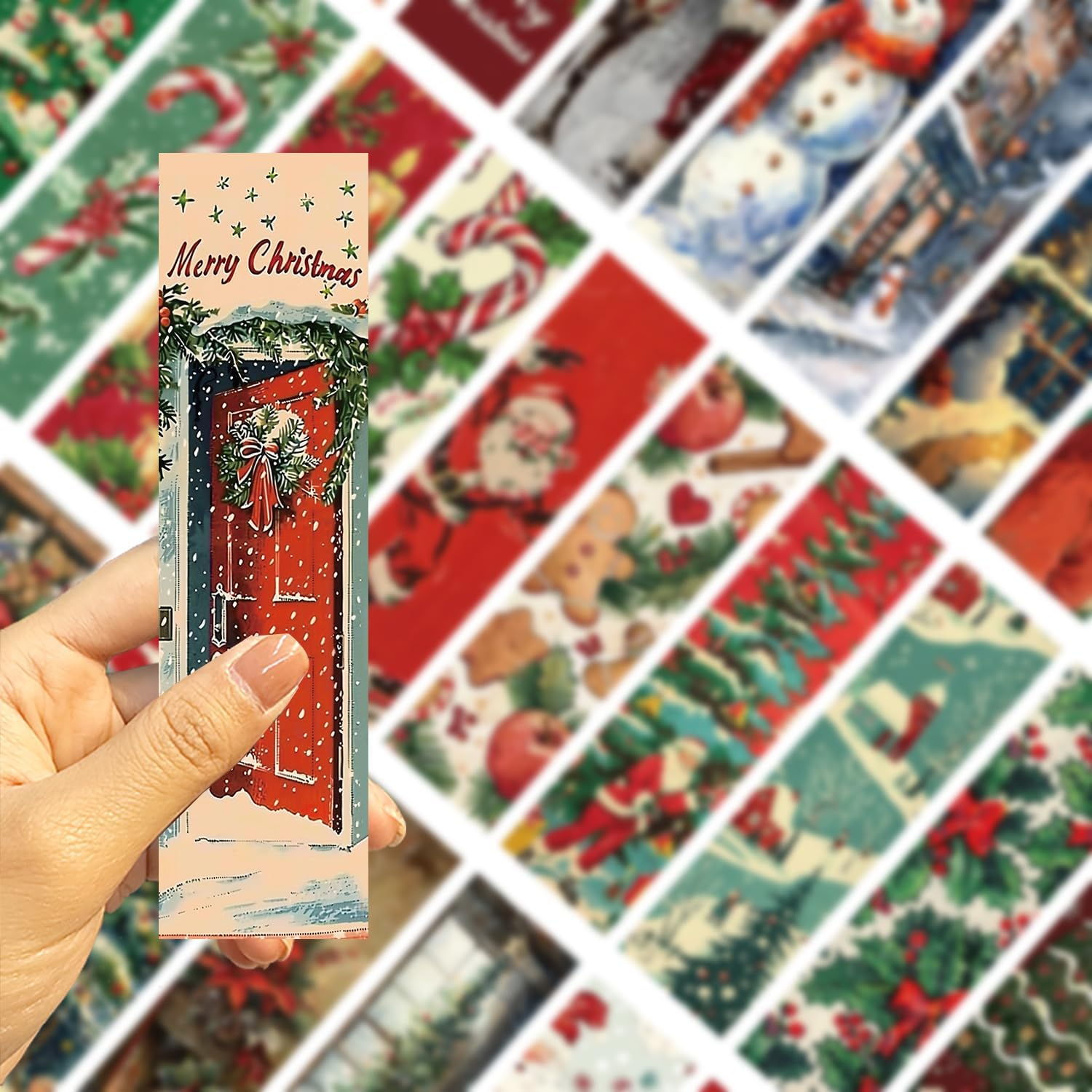 30 Pcs Christmas Bookmarks,Vintage Xmas Theme Paper Book Markers Xmas Page Clips,Creative Xmas Reading Paper Cards for Bedtime Stories Christmas Vacation Reading Family Book Study Breaks image number 1