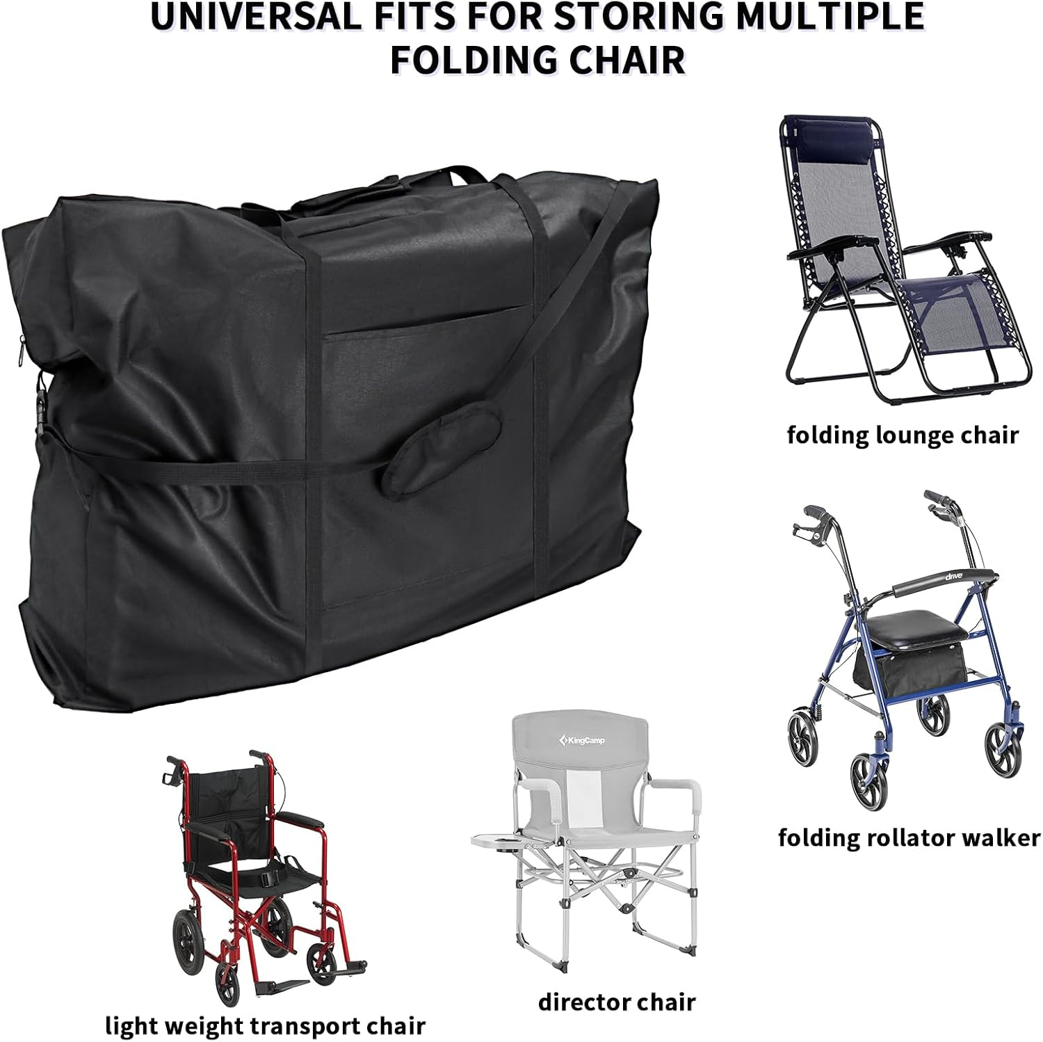 Rollator Travel Bag - Waterproof Wheelchair Bag for Folding Walker Compact Wheelchair Transport Chair Portable Large Duffel Bag Carry Case for Car and Airplane TSA Traveling,Black image number 3