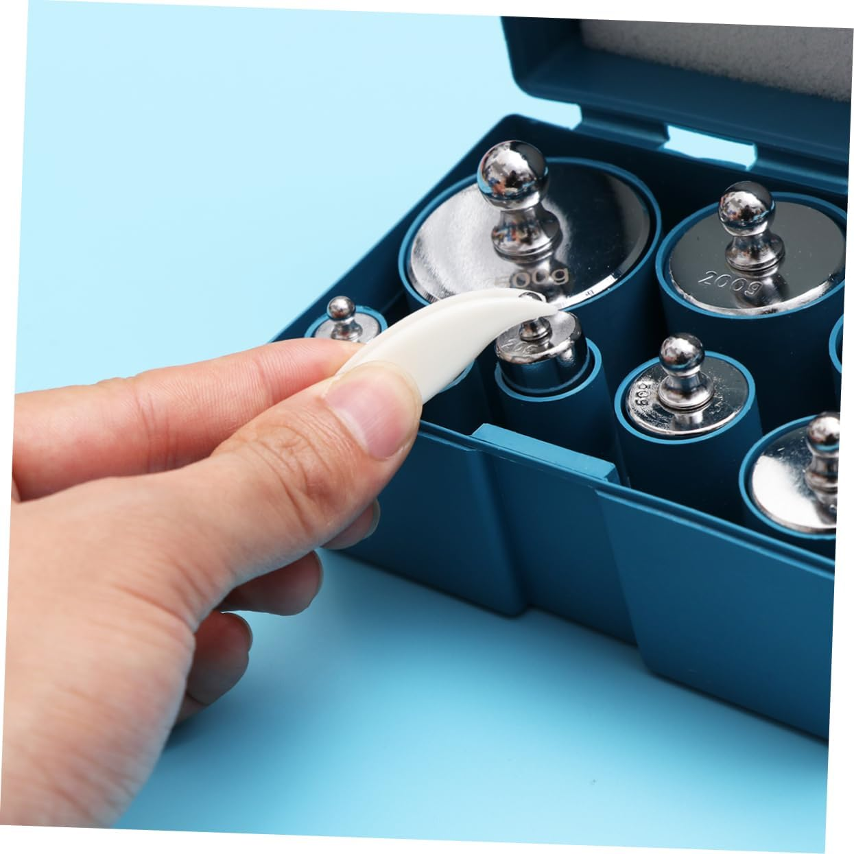 KALLORY 10G Calibration Weights Grams Steel Weights Kit for Scale Includes Tweezers for Weighing Scale Calibration in Laboratory Workshop image number 6