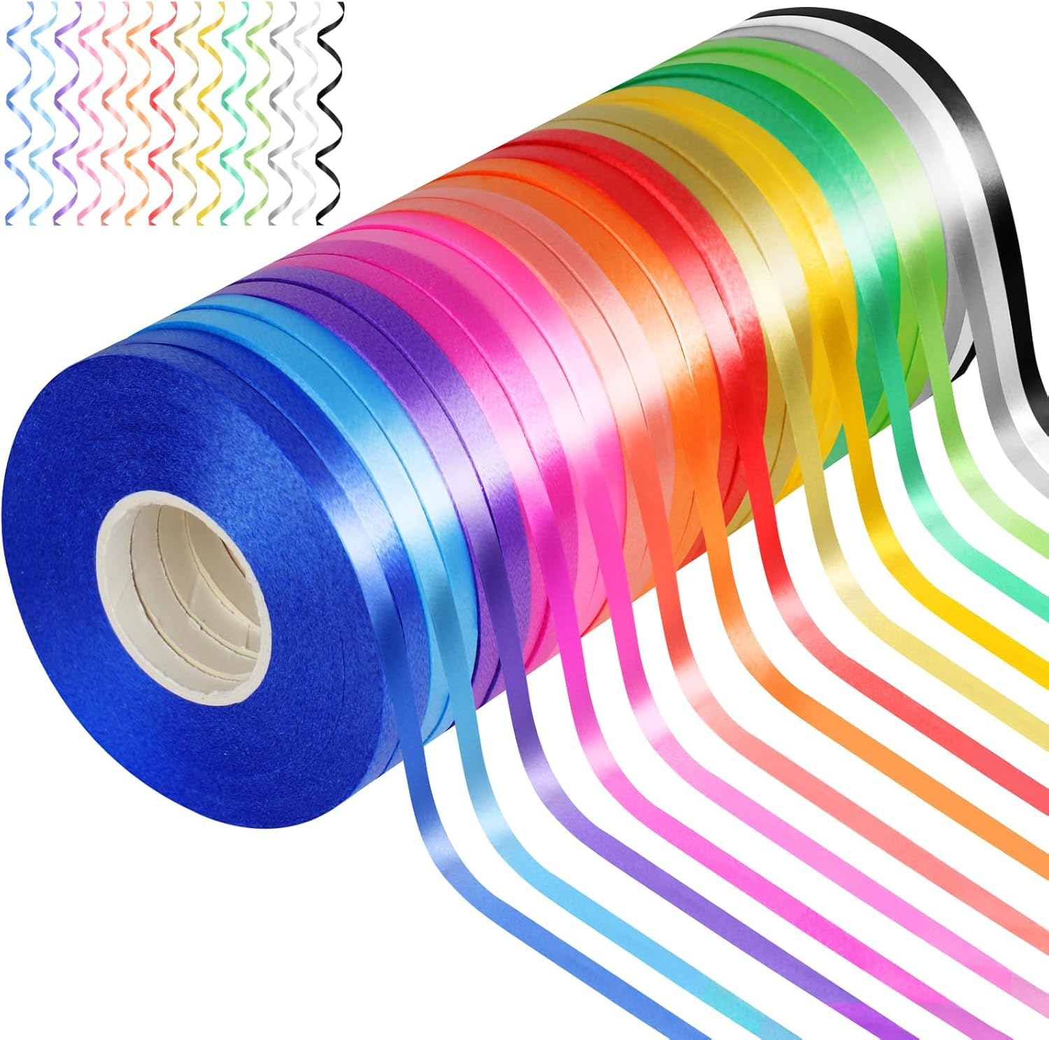 Vivinin 27 Roll Curling Ribbon, 3/16 Inch X 32.8 Yard Balloon String, 15 Colors Ribbons for Crafts, Balloon String Ribbon for Party, Festival, Florist Flower image number 4