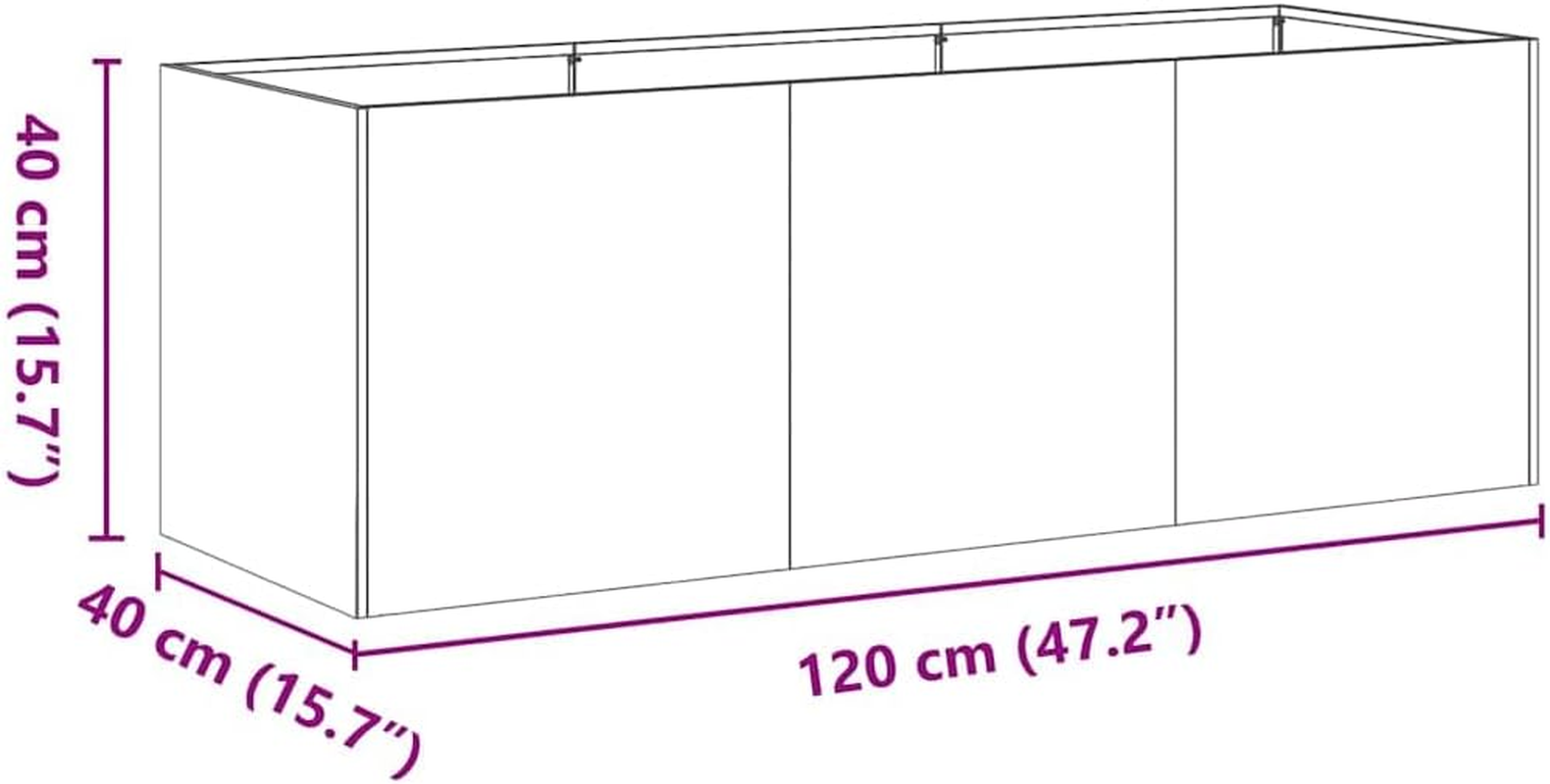 Vidaxl Planter Box 120X40X40 Cm Weathering Steel Y Pot for Garden/Patio/Balcony image number 3