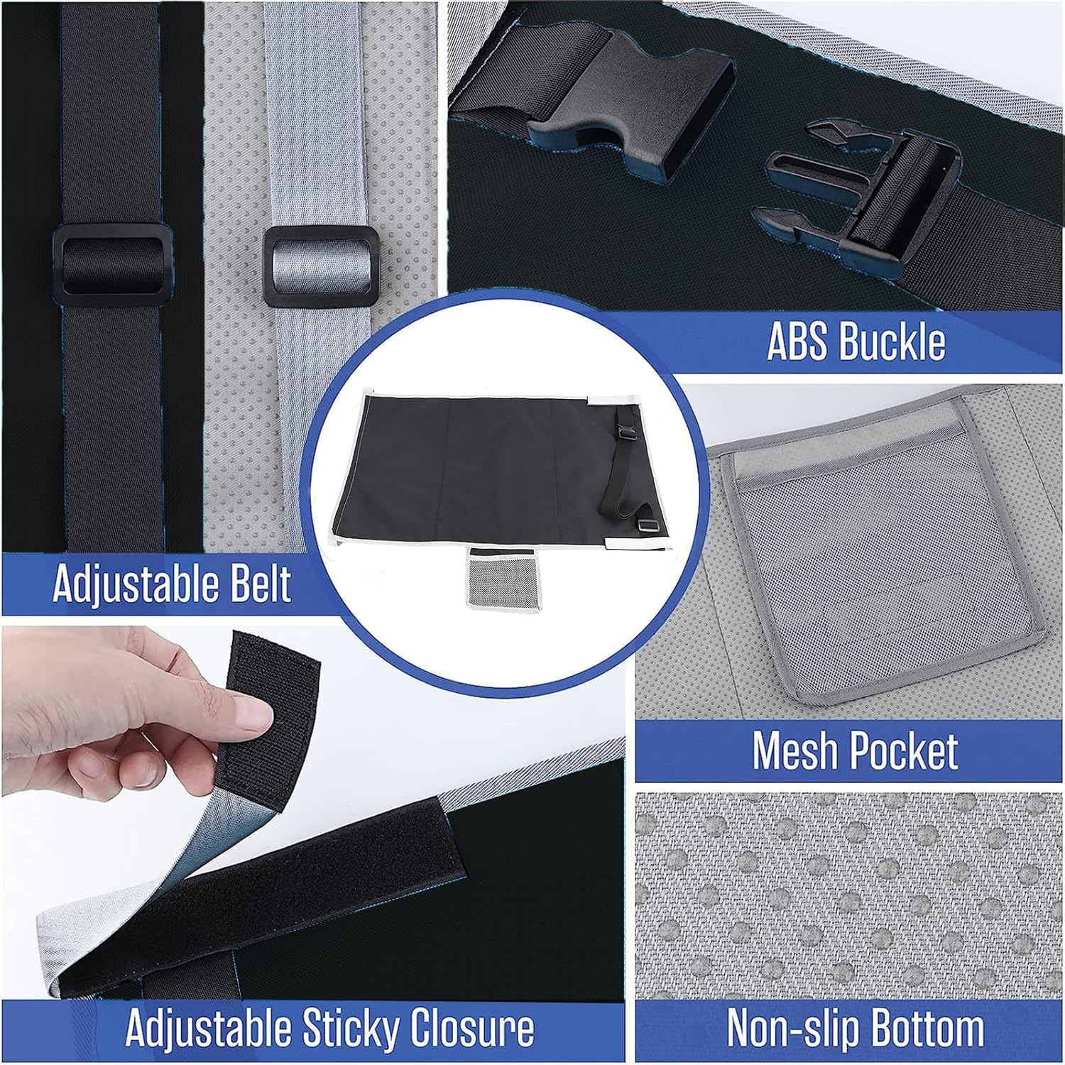 Wzenclave Black Toddler Bed, 30.31 * 17.3In (77 * 44Cm) Airplane Seat Extender Foot Hammock Portable Essential Item for Children'S Airplane Trav image number 2