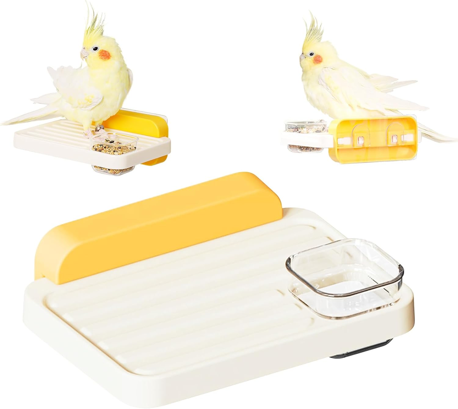 Perches for Budgies, Budgies Accessories, Acrylic, Budgies Swing with 1 Feeding Bowl, Removable Bird Swing Bird Cage Accessories for Small Pets Such as Birds and Hamsters image number 4