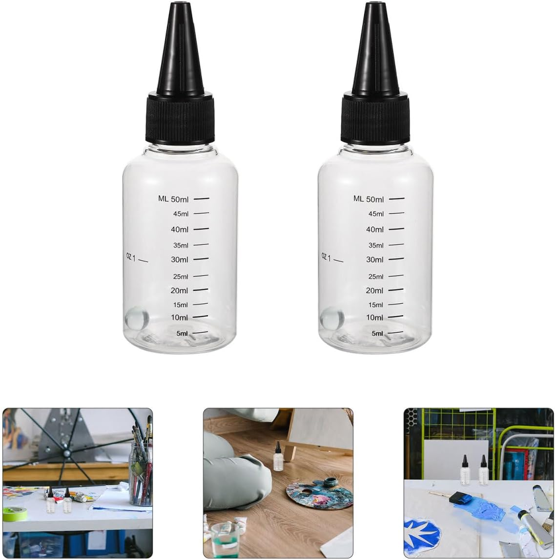 Gadpiparty 5Pcs Paint Mixing Bottles with Graduated Scale Clear Pet Squeeze Bottles for Precise Paint Dispensing with Spout Caps Lightweight and Leak-Resistant for Crafting and Model Painting image number 4