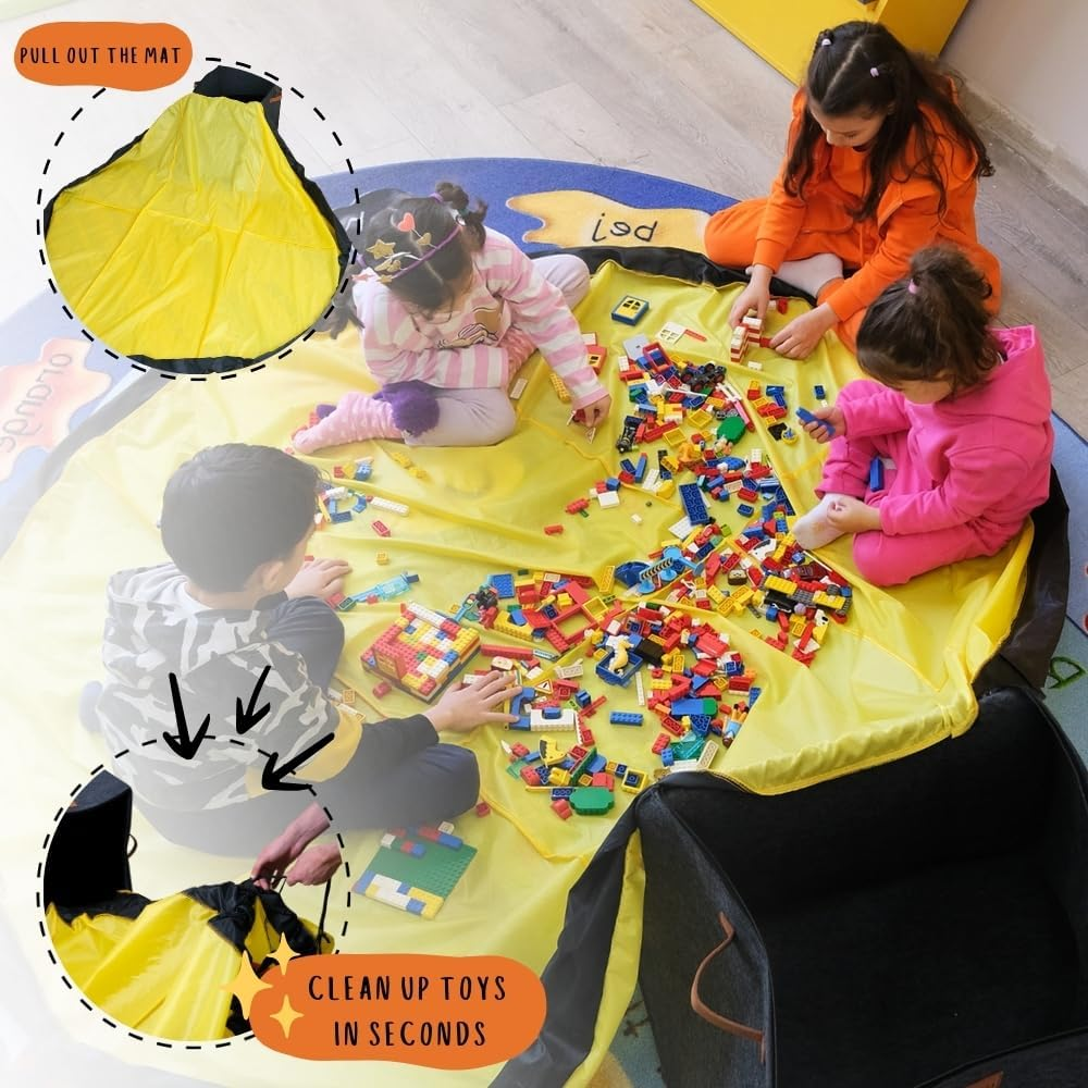 &ldquo;Toy Storage Basket & Play Mat &ndash; Extra Large 3-In-1 Toy Organizer Bin for Kids &ndash; Foldable Toy Box for Boys & Girls &ndash; 19.6&rsquo;&rsquo; X 19.6&rsquo;&rsquo; X 19.6&rsquo;&rsquo; &ndash; Quick Clean-Up & Play Area Solution&rdquo; image number 1