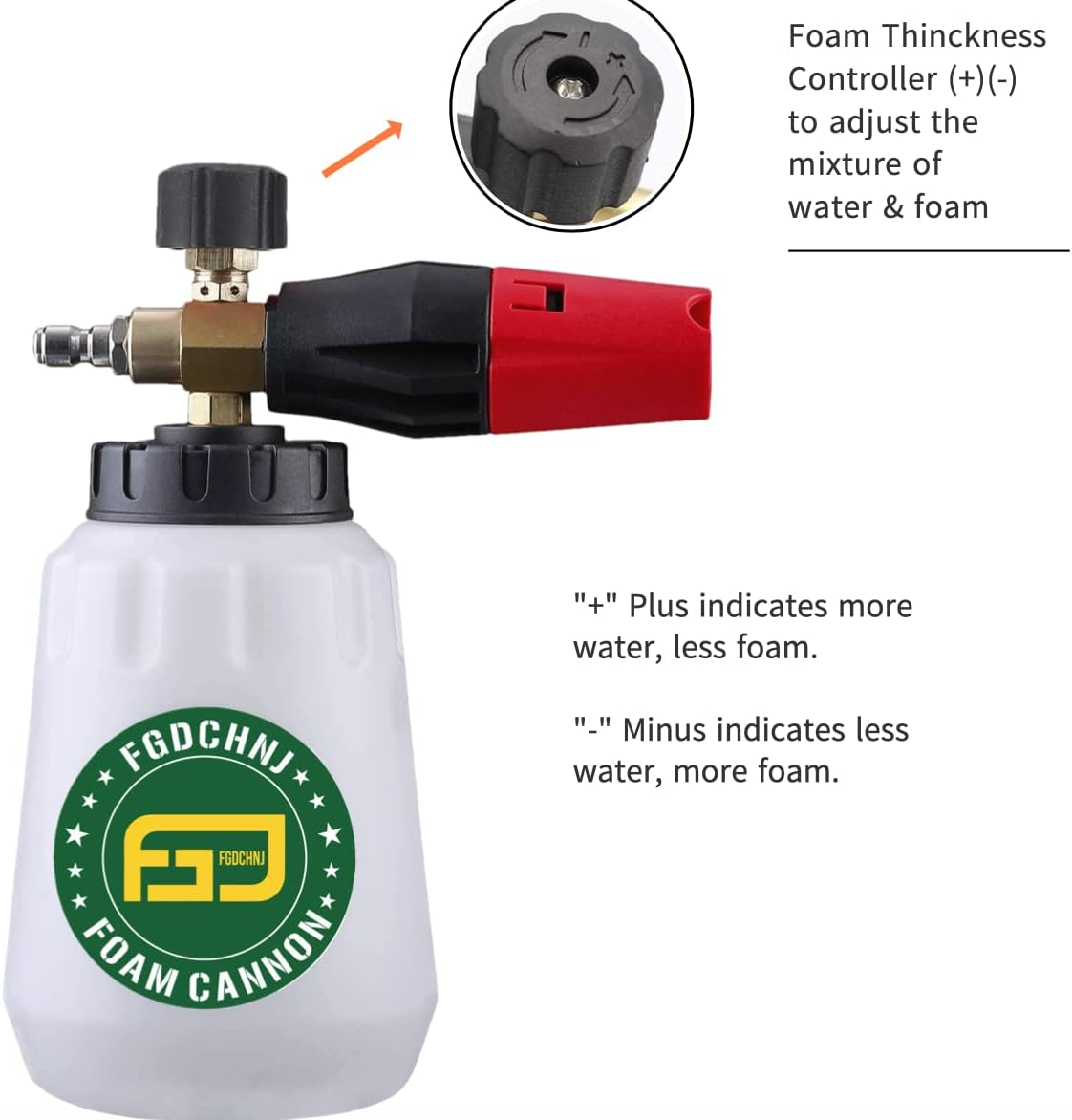 FGDCHNJ Pressure Washer Foam Cannon, Heavy Duty Foam Wash Gun, Adjustable Car Foam Blaster for Pressure Washer with 1/4 Inch Connector, 1 Liter Bottle image number 2