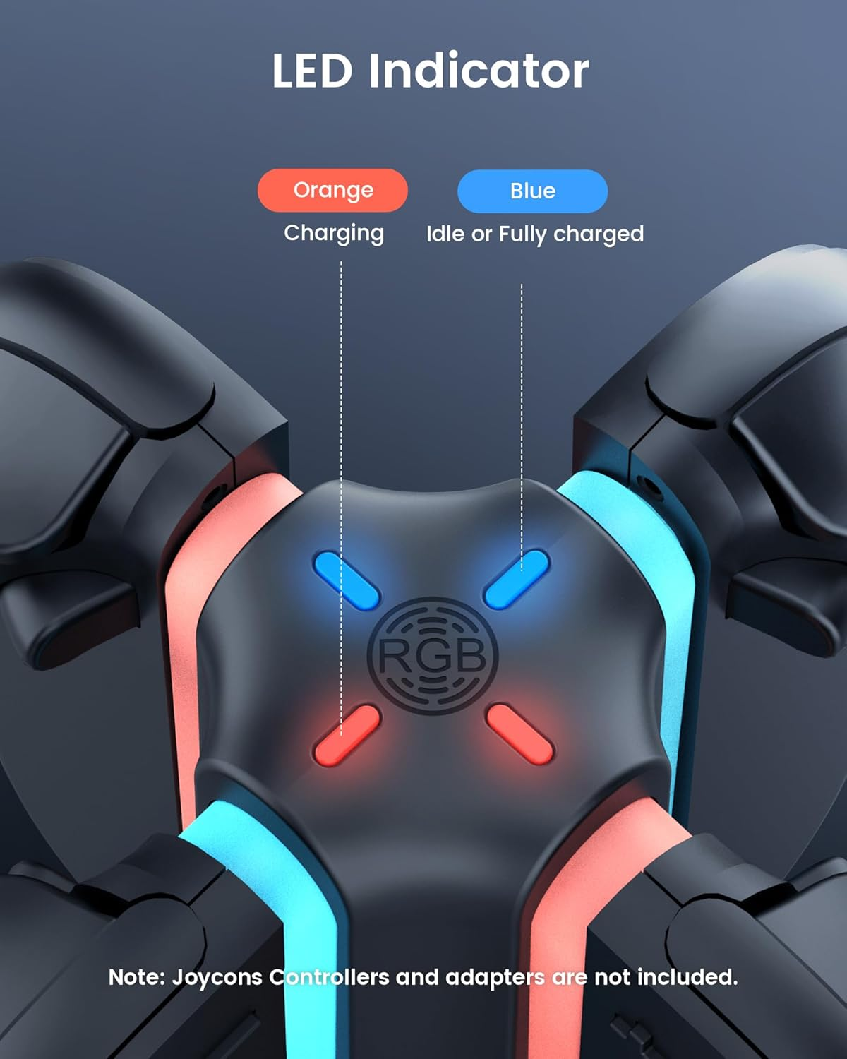 TRANSNOVO Charging Dock for Nintendo Switch 2 Joycon, 4-Slot Dual-Side Magnetic Fast Charger, 9 RGB Modes, Circuit Protection, Heat Dissipation, Switch 2 Accessories for Multiplayer Gaming image number 3