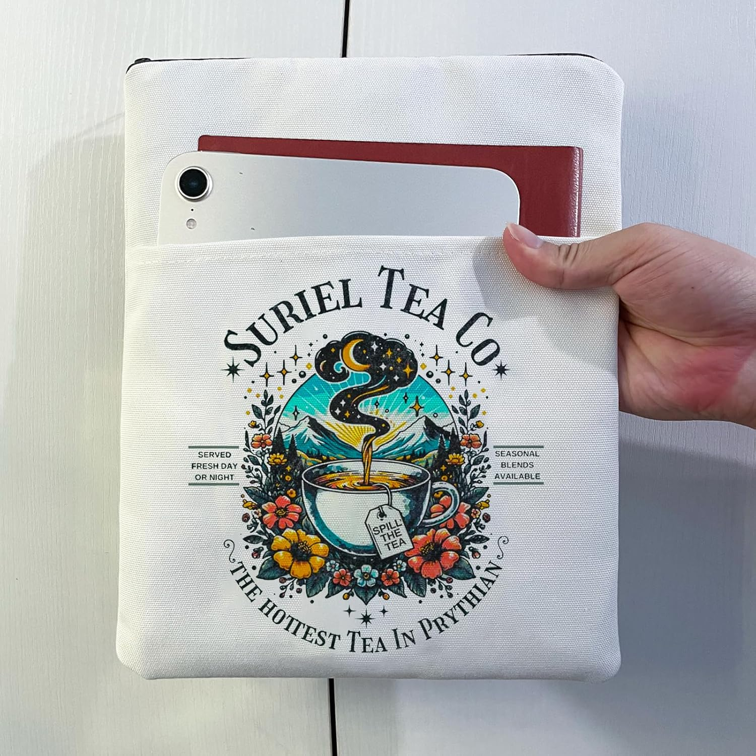 Book Lover Gift Velaris the City of Starlight Book Sleeve ACOTAR Inspired Book Covers (Tea 2 White, Medium) - Tea 2 White image number 5