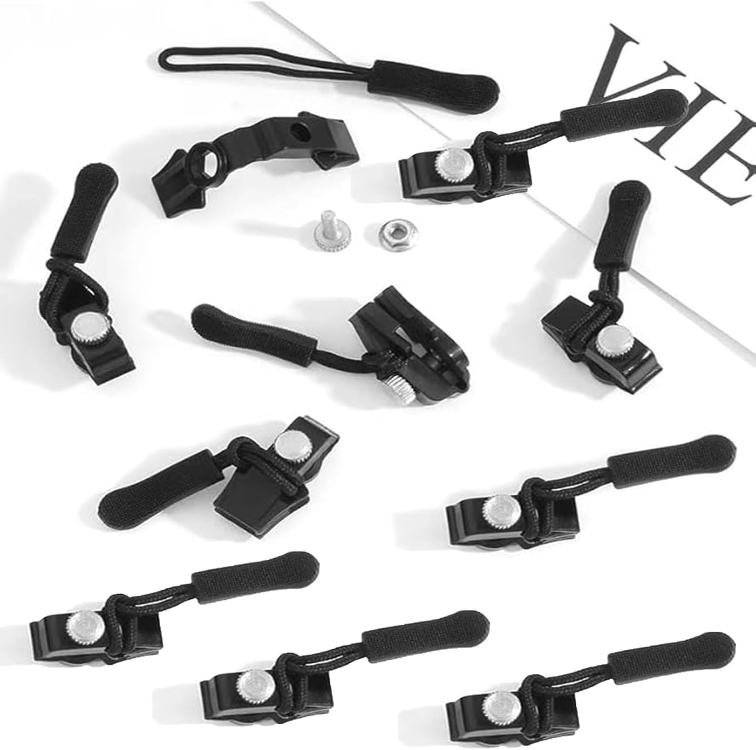 Roczential 10 Pcs Small Fix Zipper Repair Kit, Zip Slider Repair Instant Kit, Instant Zipper Plier, Zipper Fix Kit, Easy Install, for Repairer Zipper Maintenance Tool for Backpacks Clothes Suitcases (Black, Large Size) image number 3