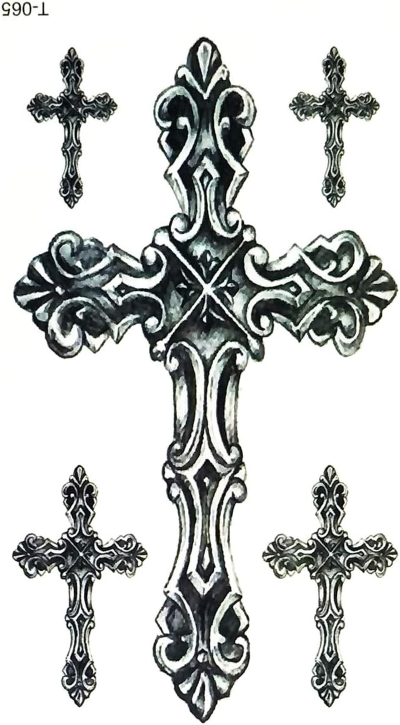 Mini Tattoos 2 Sheets Cross Cartoon Tattoos Art Stickers Waterproof Temporary Painting Make up Sexy Body Fake Tattoo for Men Women Teens (13) image number 1