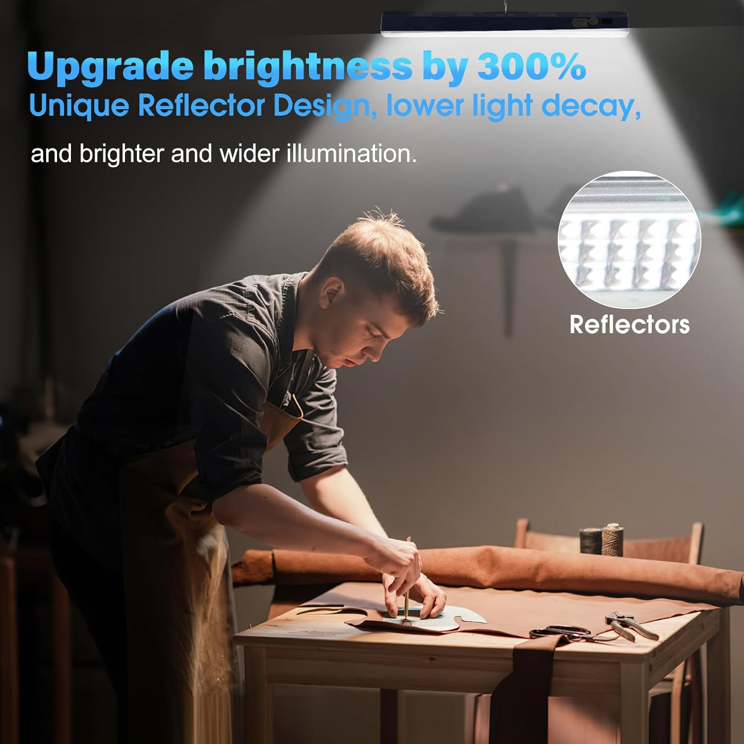 LETOUR Workshop Lamp, Work Light, LED Battery, 216 Leds, Work Light, Workshop Lamp with 7500 Mah LED Workshop Lamp, Work Lamp, LED Workshop Magnet for Emergency Light, Power Failure, Workshop Lighting image number 5