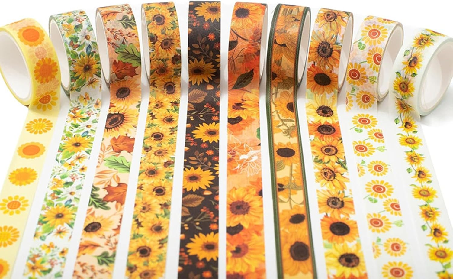 YUBX Sunflower Washi Tape Set Decorative Tape Sun Flowers Craft Supplies for DIY, Bullet Journal, Craft, Gift Wrapping, Scrapbooking image number 6