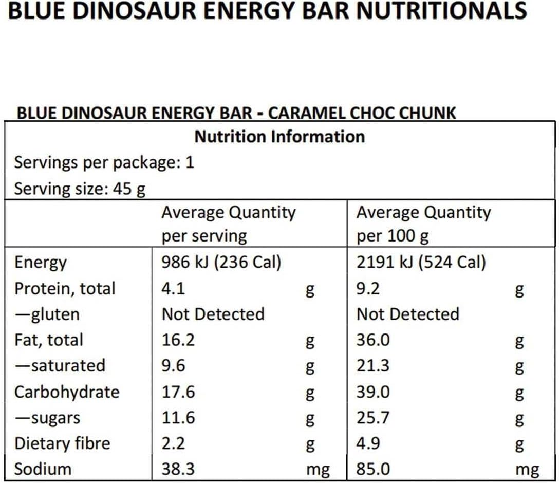 Blue Dinosaur Caramel Choc Chunk Energy Bars 12 X 45G Box - Hand-Baked - Nootropic - Adaptogen - Organic Cordyceps Mushroom - Plant Based - Grain Free - Gluten Free - Nothing Artificial image number 4