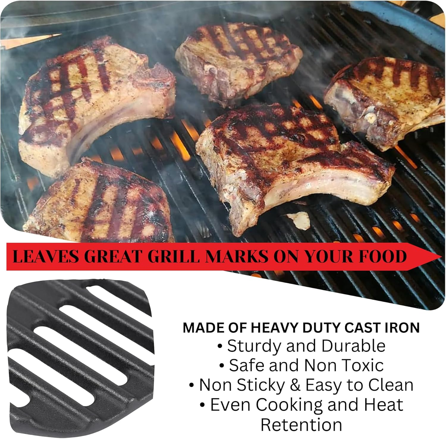 Half BBQ Grill Plate | Fits Weber Q Series | Q2000 | Q2200 | Q200 | Q220 | Cast Iron Griddle | Matt Porcelain Enamel Cooking Plate | BBQ Accessories | NOT for N Series