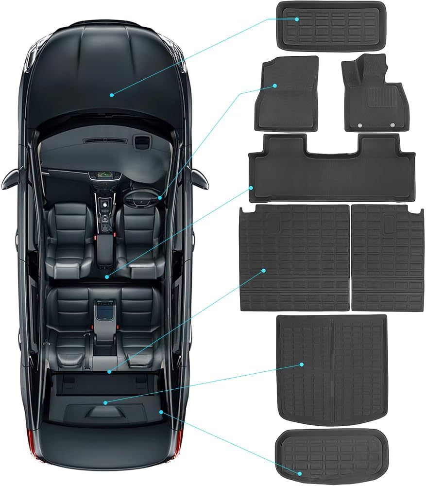 YUZU-SZ BYD Sealion 7 Car Floor Mats - Custom Fit XPE 3D All-Weather Mats, Full Set Interior Accessories for Front & Rear, Waterproof & Odourless