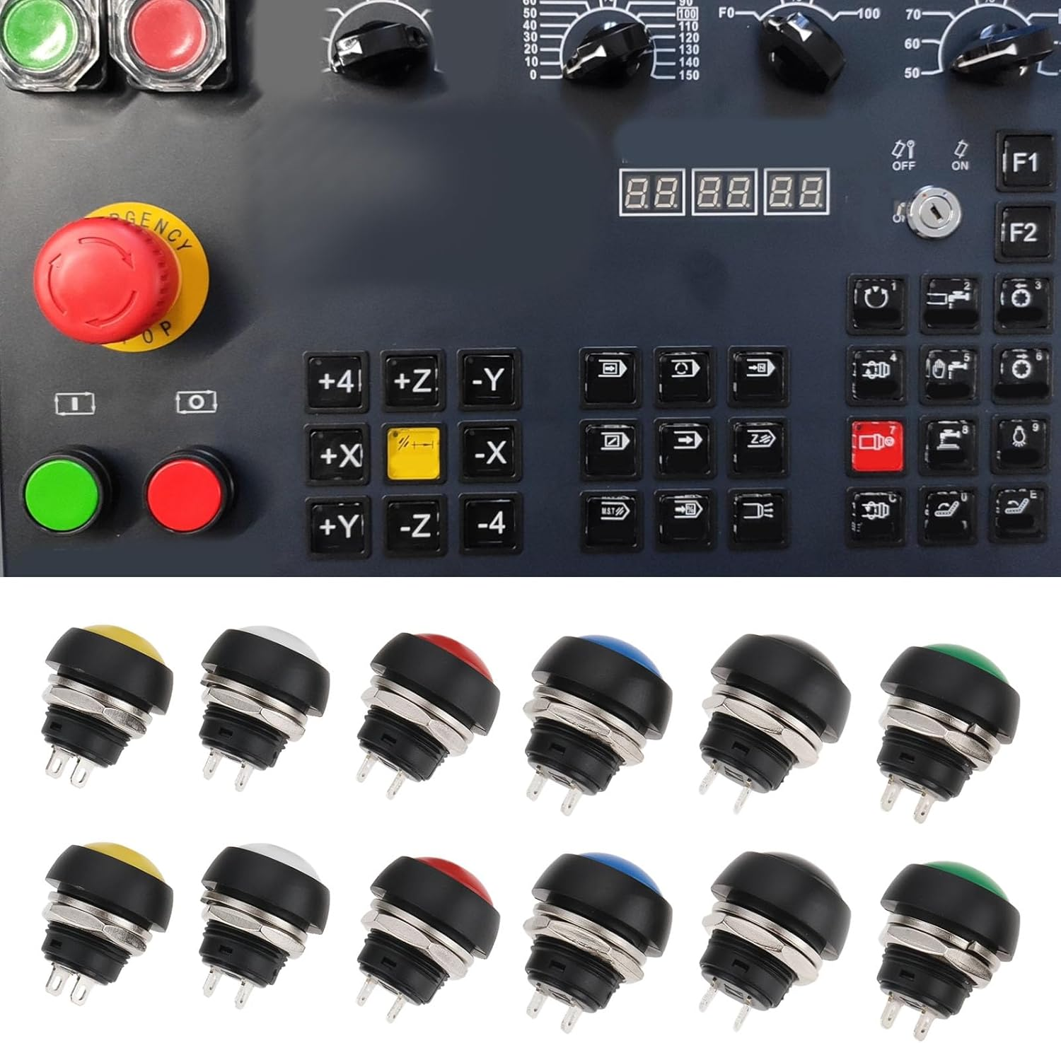 Emsea 12Pcs 12Mm round Push Button Momentary Switch 1A 250VAC Push Switch for Electrical Wiring Electronics image number 1