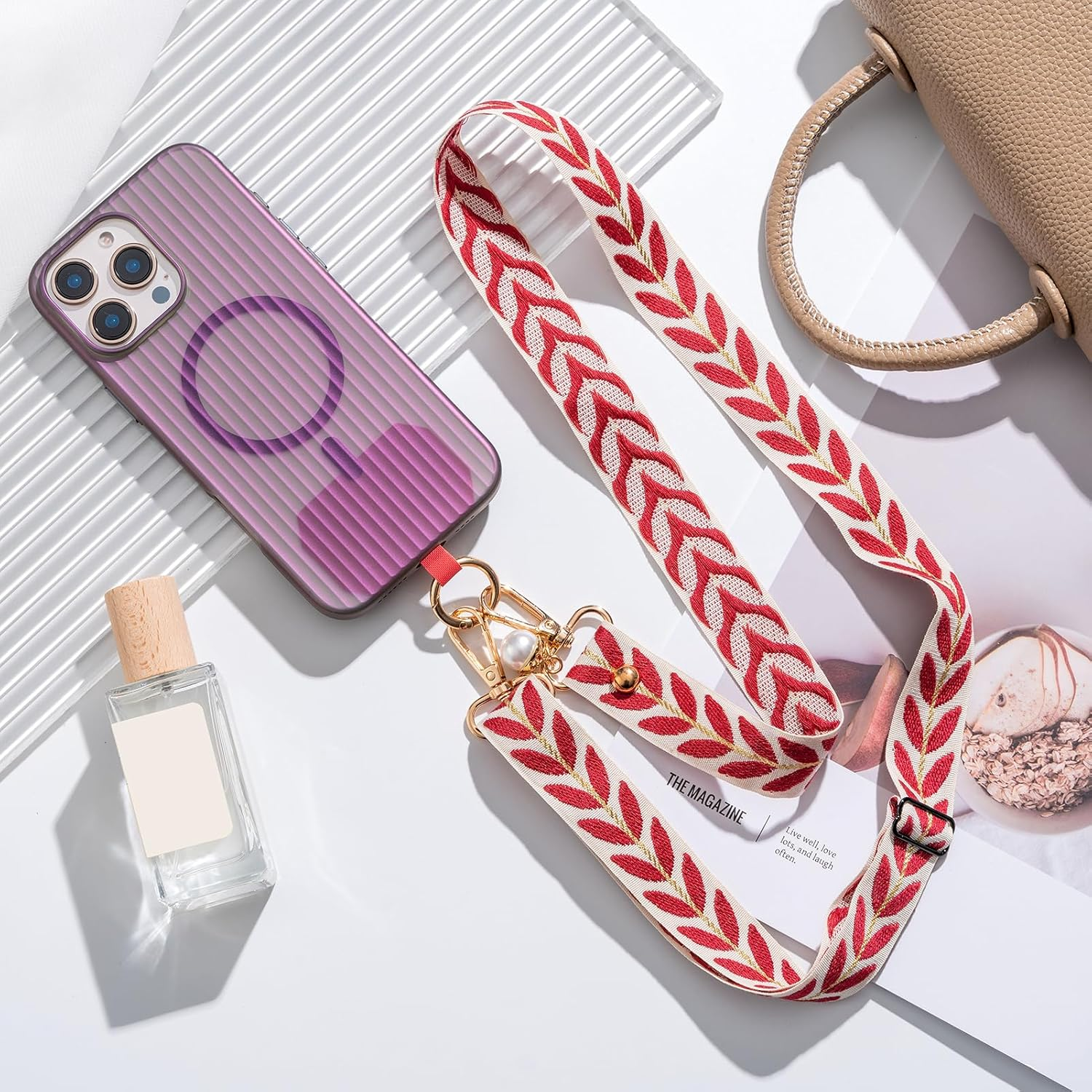 CHUQING Universal Phone Lanyard Phone Strap Adjustable Nylon Neck Lanyard Pale Olive Green image number 5