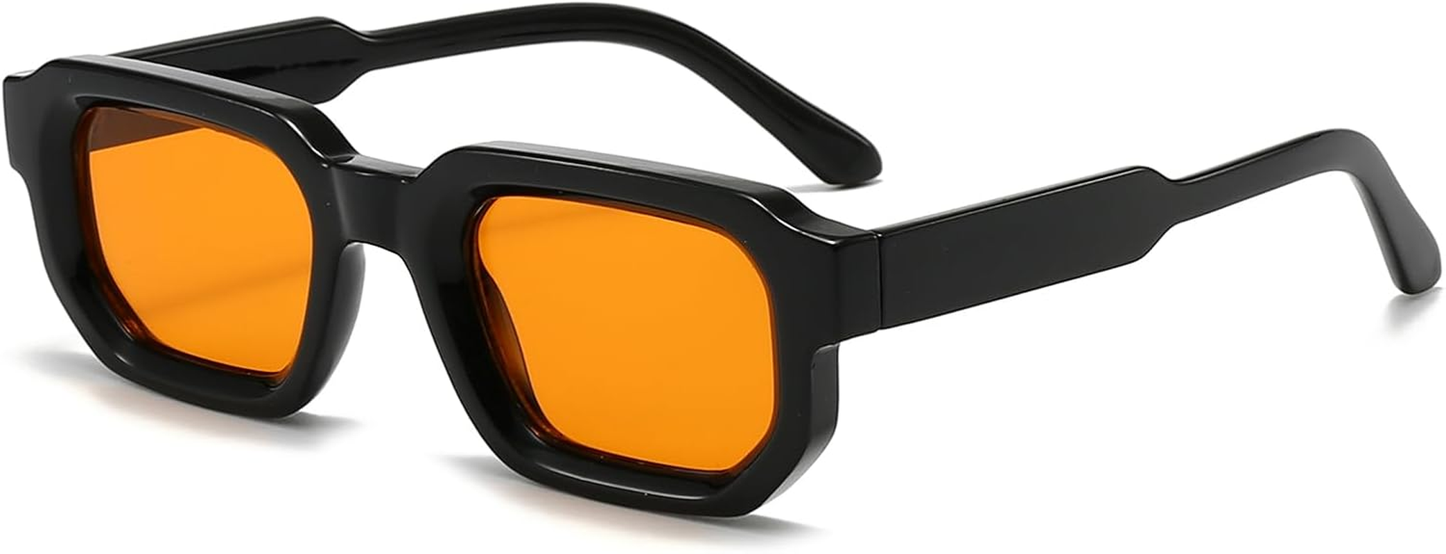 LJCZKA Vintage Rectangle Sunglasses for Women Men Retro Small Square Sunglasses Thick Frame with UV400 Protection