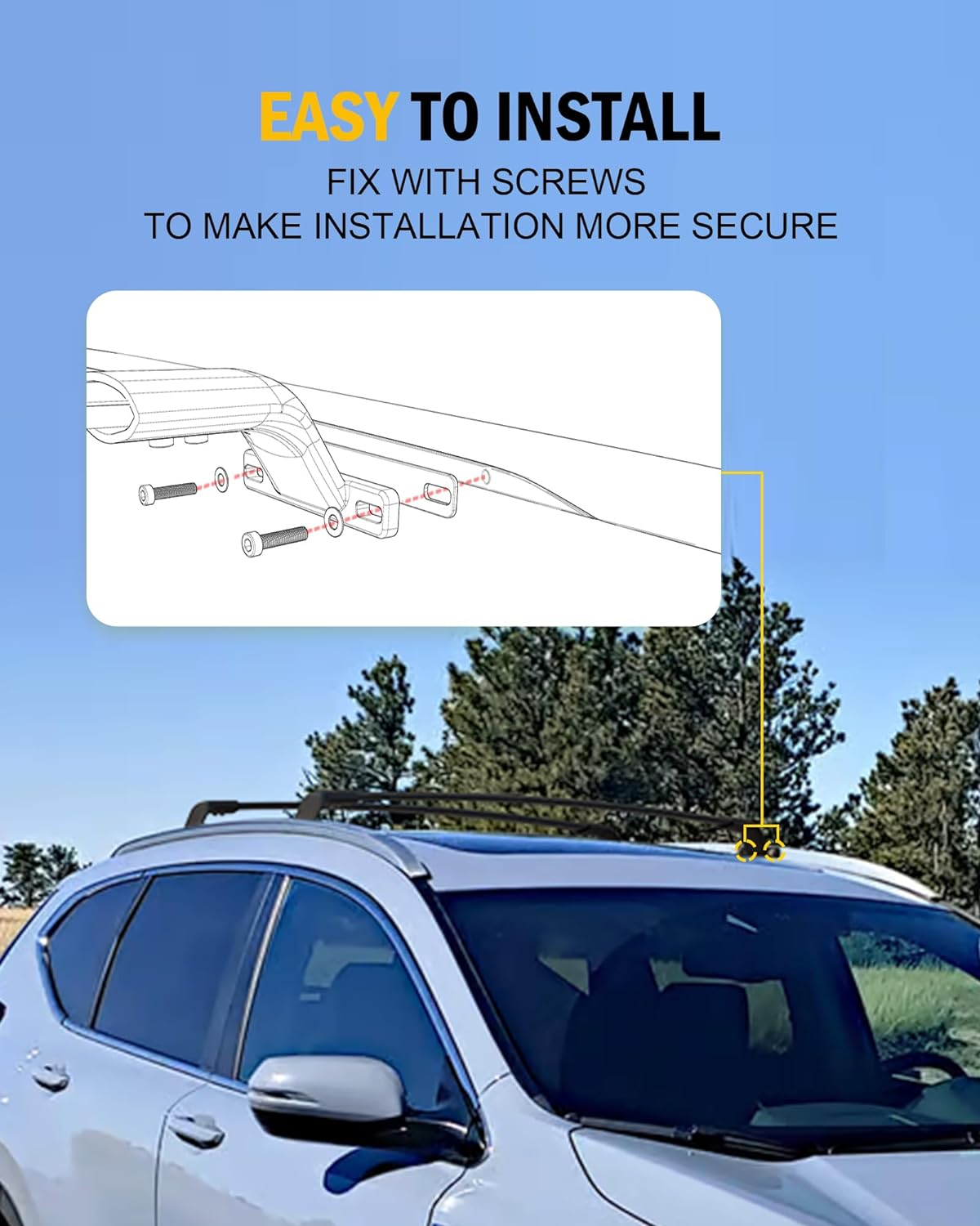 220Lbs Cross Bar Roof Rack Fit for Honda CR-V CRV 2017-2022 with Flush ROOF Rails Cargo Bar Carrier Crossbar Rooftop Accessories, EZCRV1722C1157 image number 2