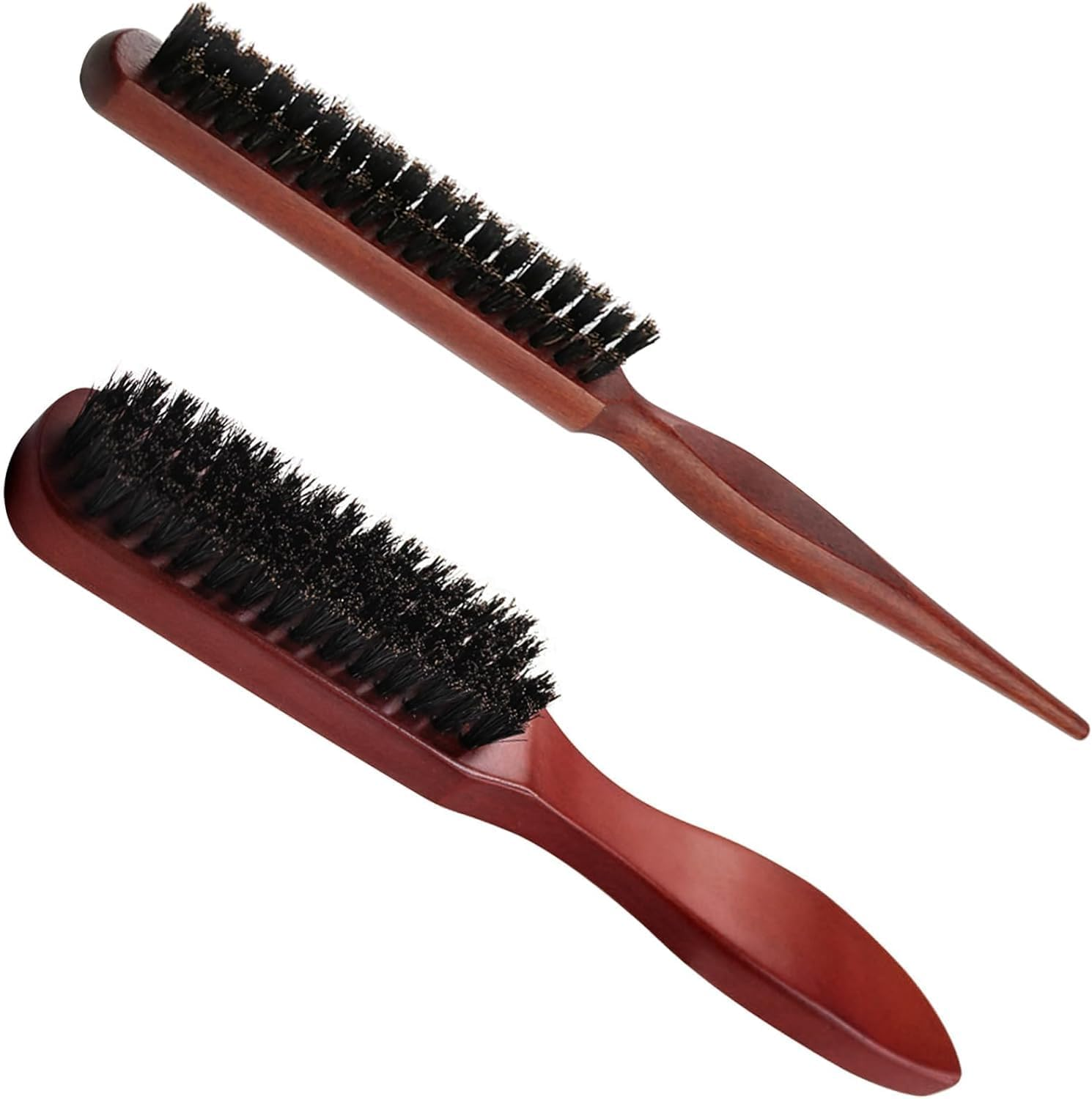 Cureder 2Pcs Boar Bristle Hair Brush Set for Women & Men, Detangling Salon Brush for Hair and Beard Cleaning