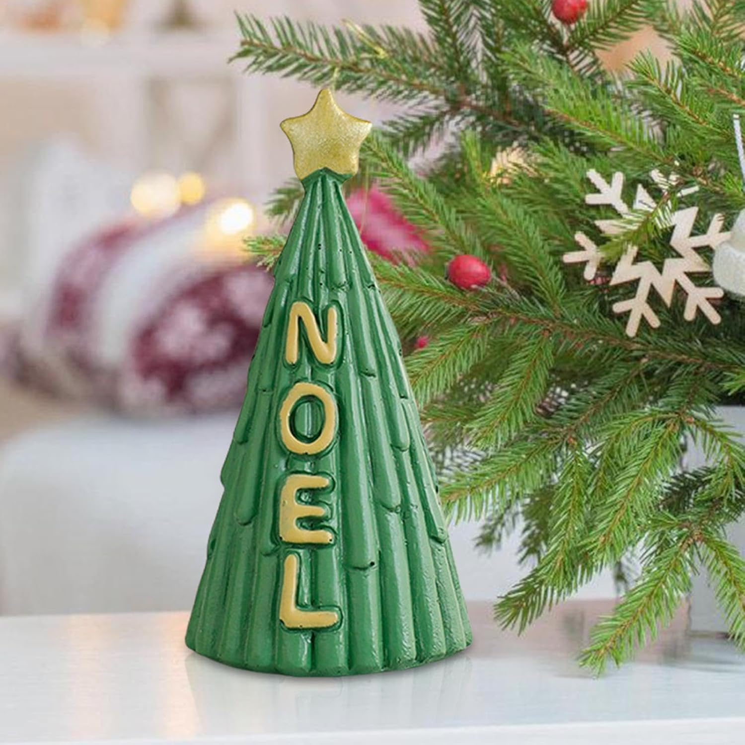 Resin Christmas Tree Figurines - Miniature Resin Tabletop Christmas Tree | Creative Miniature Christmas Tree Figurine Winter Desktop Ornament Set Statues for Holiday Table Decor image number 1