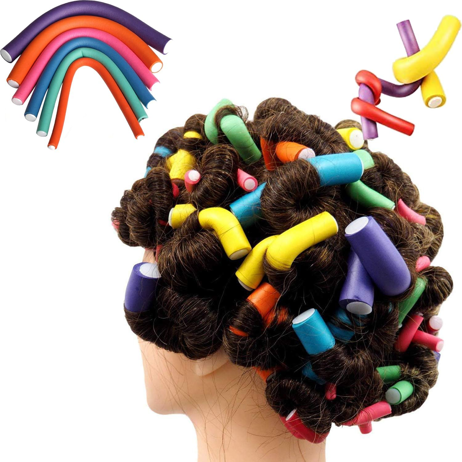 Pack of 42 Large Curls, Hair Curls, Curlers without Heat, Curlers Short Hair, Hair Rollers, Curls DIY Tool, Curly Hair Styling Tool, for Short, Medium, Long Hair image number 4