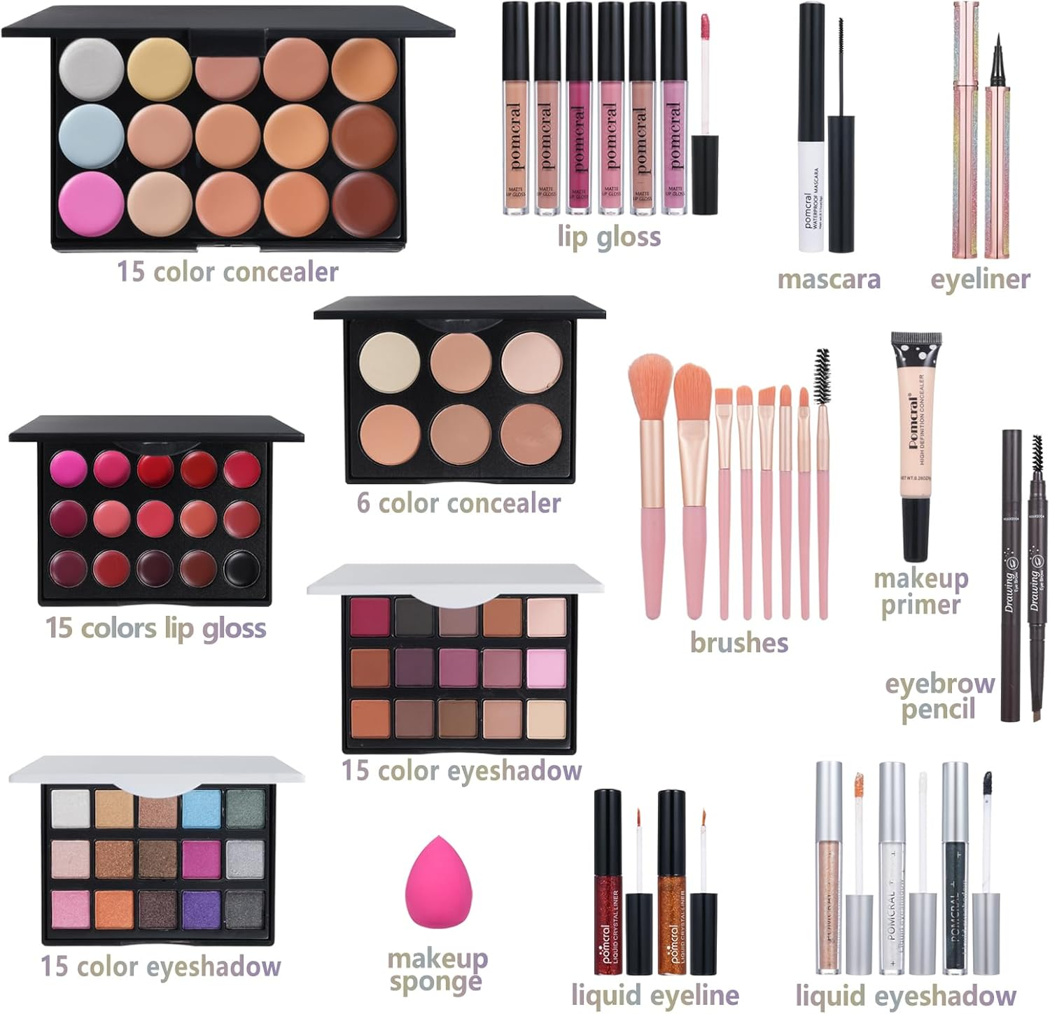 Makeup Kit for Women Girls, Makeup Gift Set for Teens, Make up Set for Girls with Eyeshadow Palette, Concealer, Lip Gloss, Brushes Set image number 3