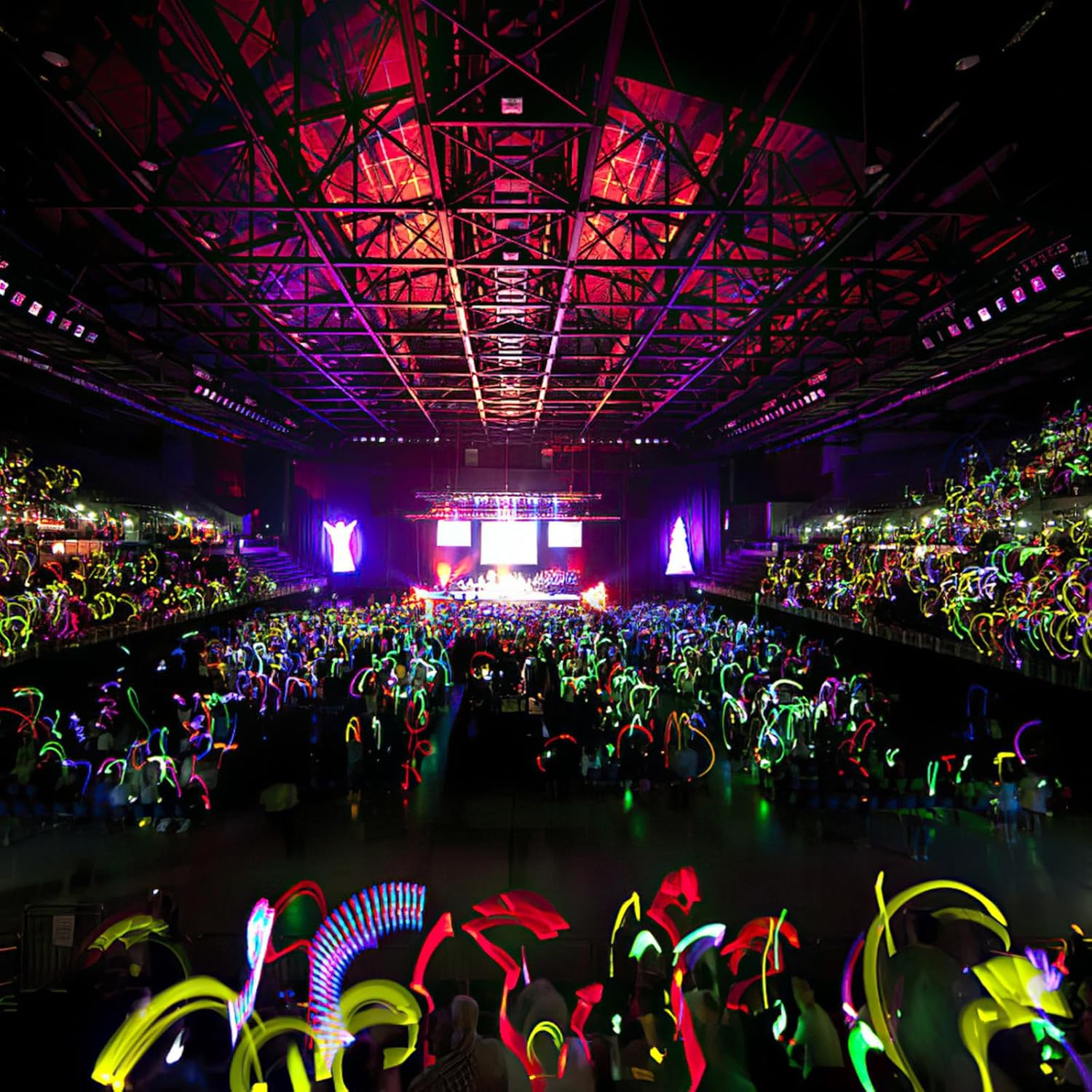 90Pcs Glow Sticks Bulk Party Favors-Safe Glowsticks with 100Pcs Connectors for DIY Bracelets, Necklaces, Glasses ,Perfect for Night Events, Easter, Christmas, Halloween Party, Football Party Supplies image number 1