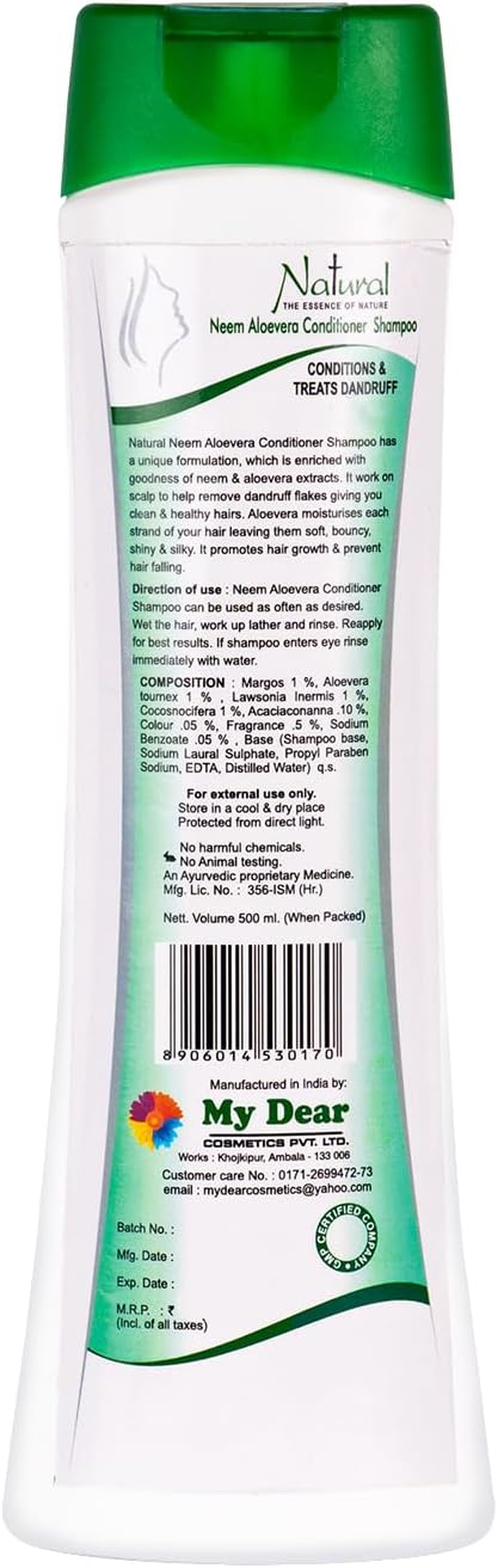 Natural'S Care for Beauty the Essence of Nature Neem Aloevera Conditioner Shampoo for Hair 500Ml Each (Pack of 2) image number 6