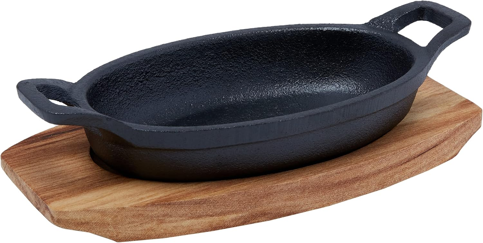 Pyrolux Pyrocast Oval Gratin, 15.5 X 10 Cm with Maple Tray, Black image number 2