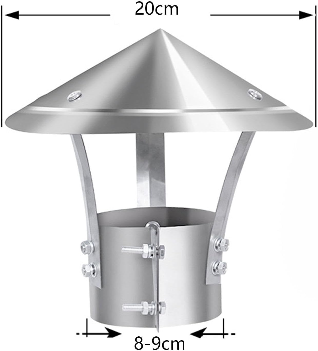 Generic Cone Top Chimney Cap Stainless Steel Chimney Exhaust Pipe Cap Practical Adjustable outside Exhaust Pipe Rain Cap for Home, Style A, as Described - Style A image number 5