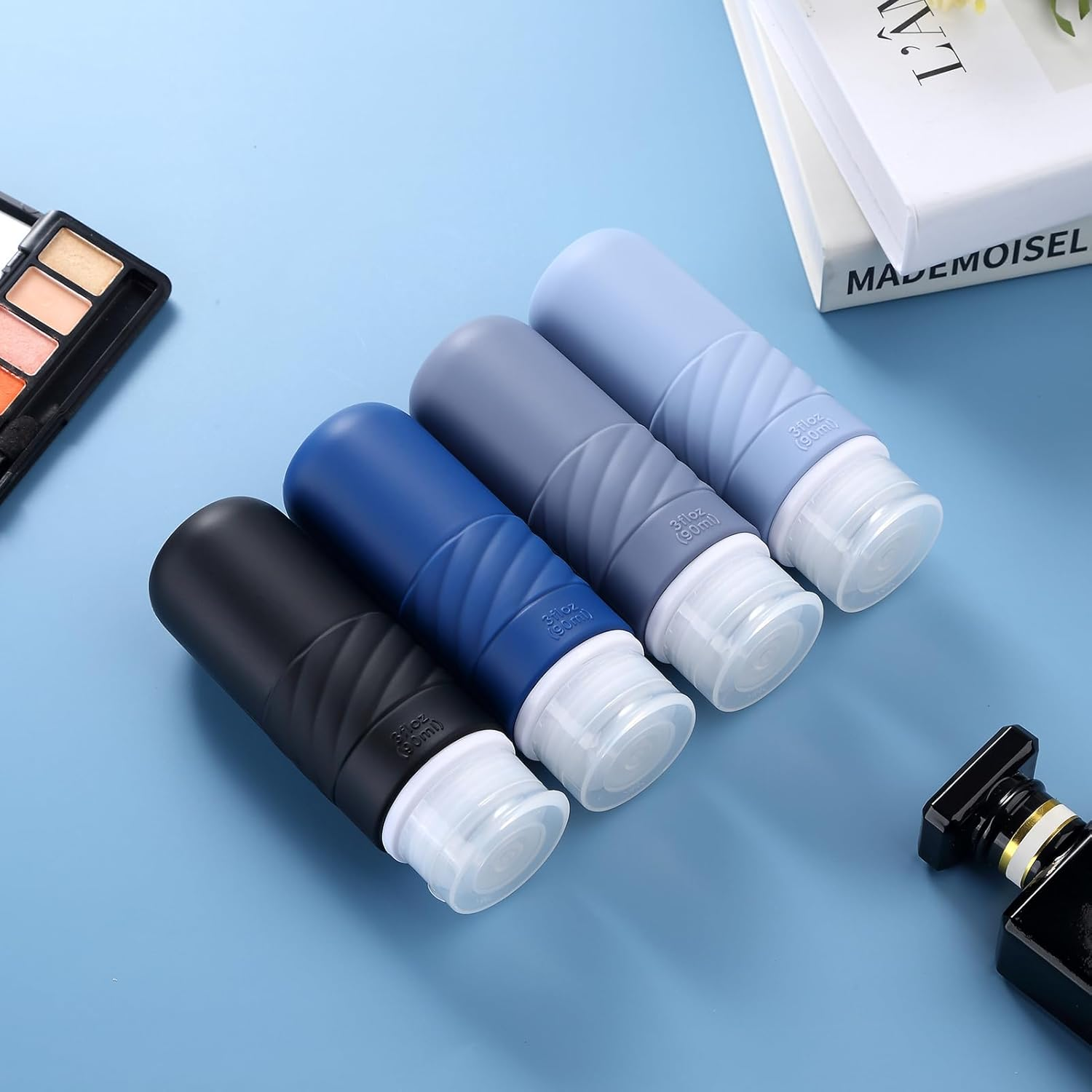 Gemice 4 Pack 3Oz Silicone Travel Bottles, TSA Approved, Leak Proof, BPA Free, Reusable, Wide Mouth, for Travel, Camping, Sports, Home Storage - Malachite image number 3