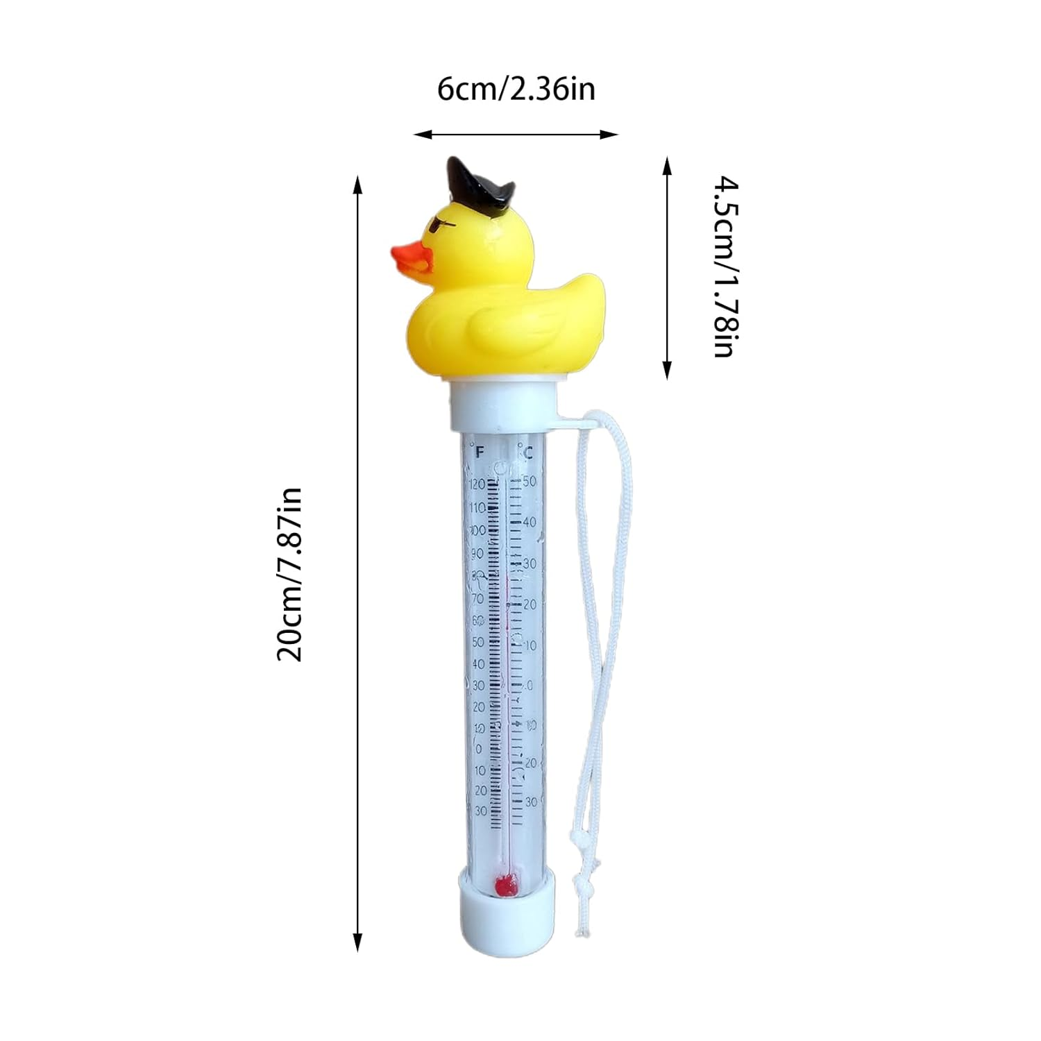 Floating Pool Thermometer, Cute Duck Design Water Temperature Gauge, Shatter-Proof Thermometer with String for Swimming Pools, Ice Baths, Hot Tubs, Cold Tubs, Ponds and Spas - Duck image number 6