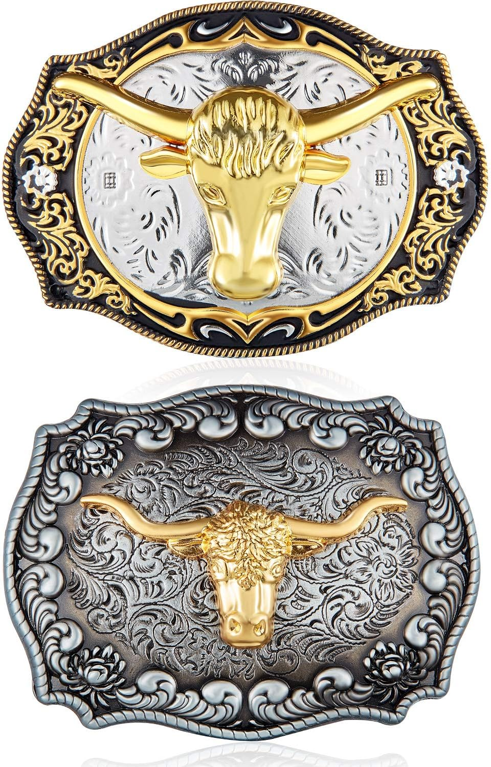 WILLBOND 2 Pieces Longhorn Bull Eagle Letter J Belt Buckle Cowboy Belt Buckle Western Rodeo Bull Buckle for Men image number 4