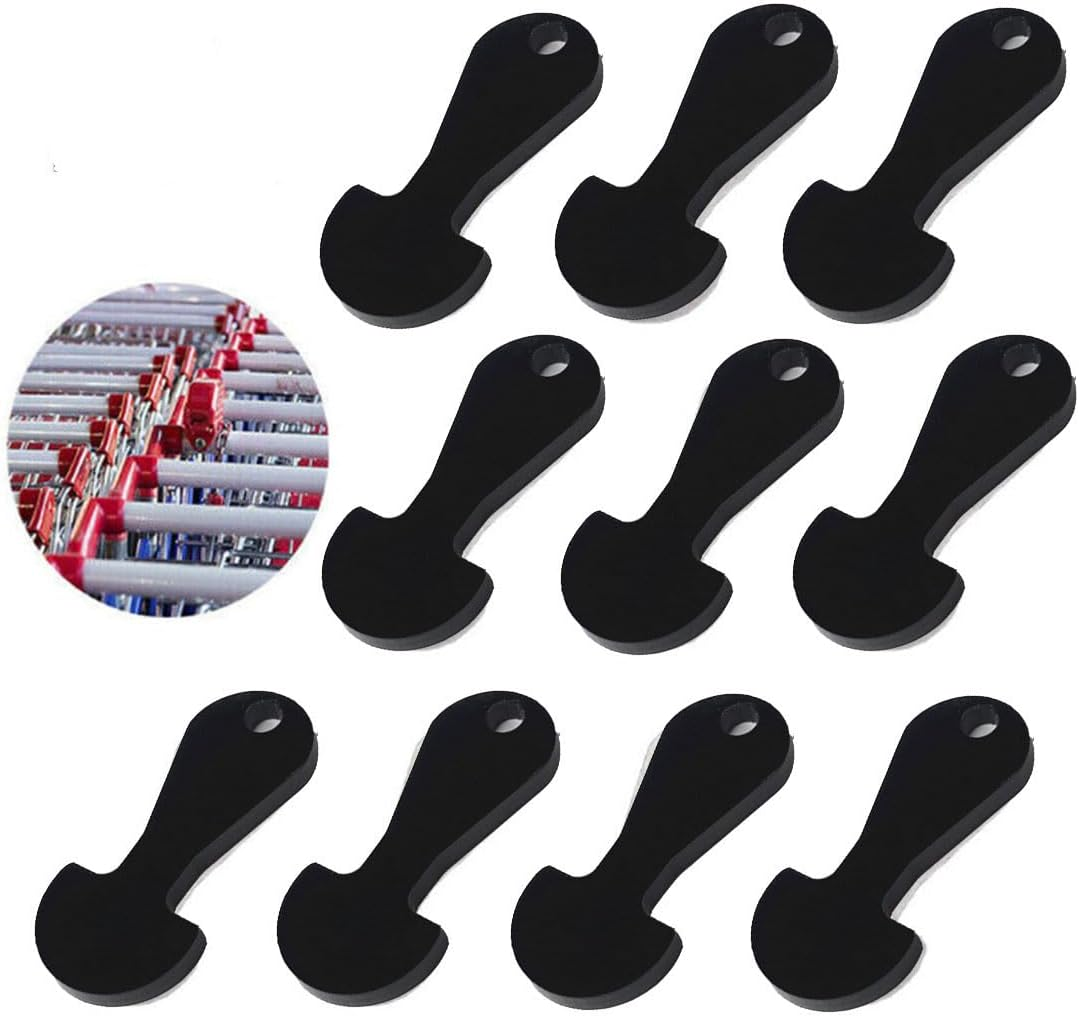WADY 10Pcs Shopping Trolley Release Key, Trolley Remover Keyring, Shopping Trolley Tokens Key -Shopping Trolley Token Coin Trolley Unlock Release Key for Meters, Change or Grocery Shopping Cart(Black) image number 2