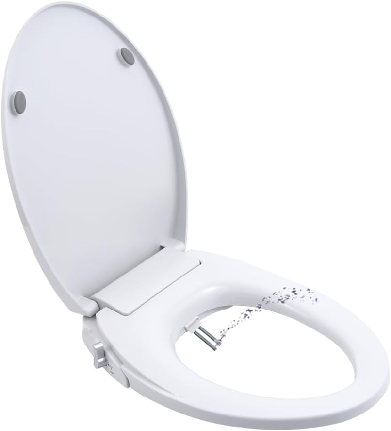 Non Electric Bidet Seat Toilet Seat with Self Cleaning Dual Nozzles Separated Rear & Feminine Cleaning Natural Water Spray, Soft Closed Toilet Seat, Easy DIY Installation (O Shape) image number 4