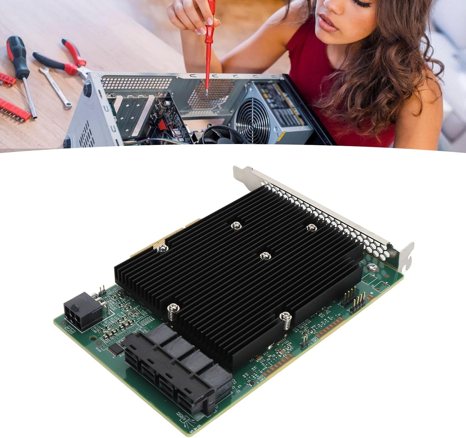 Fafeicy LSI SAS 9300 16I HBA Card 12Gbps 16 Port SAS Controller for Vmware Freebsd Systems image number 3