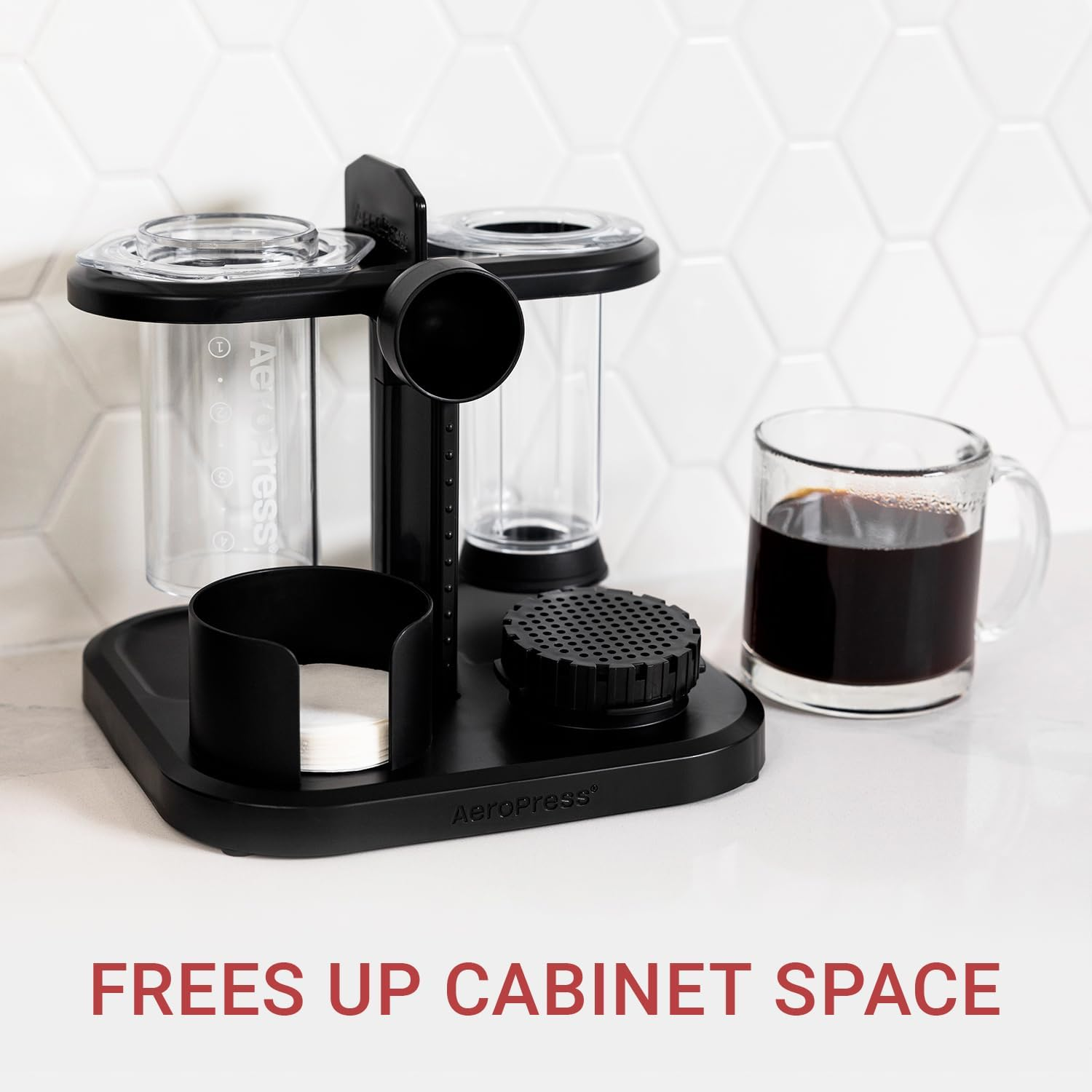 Aeropress Organizer Stand, Compact Storage for Aeropress Original, Clear, XL Coffee Maker, and Accessories, Ideal Coffee Caddy Storage Station, Experience Slip-Free Storage image number 6