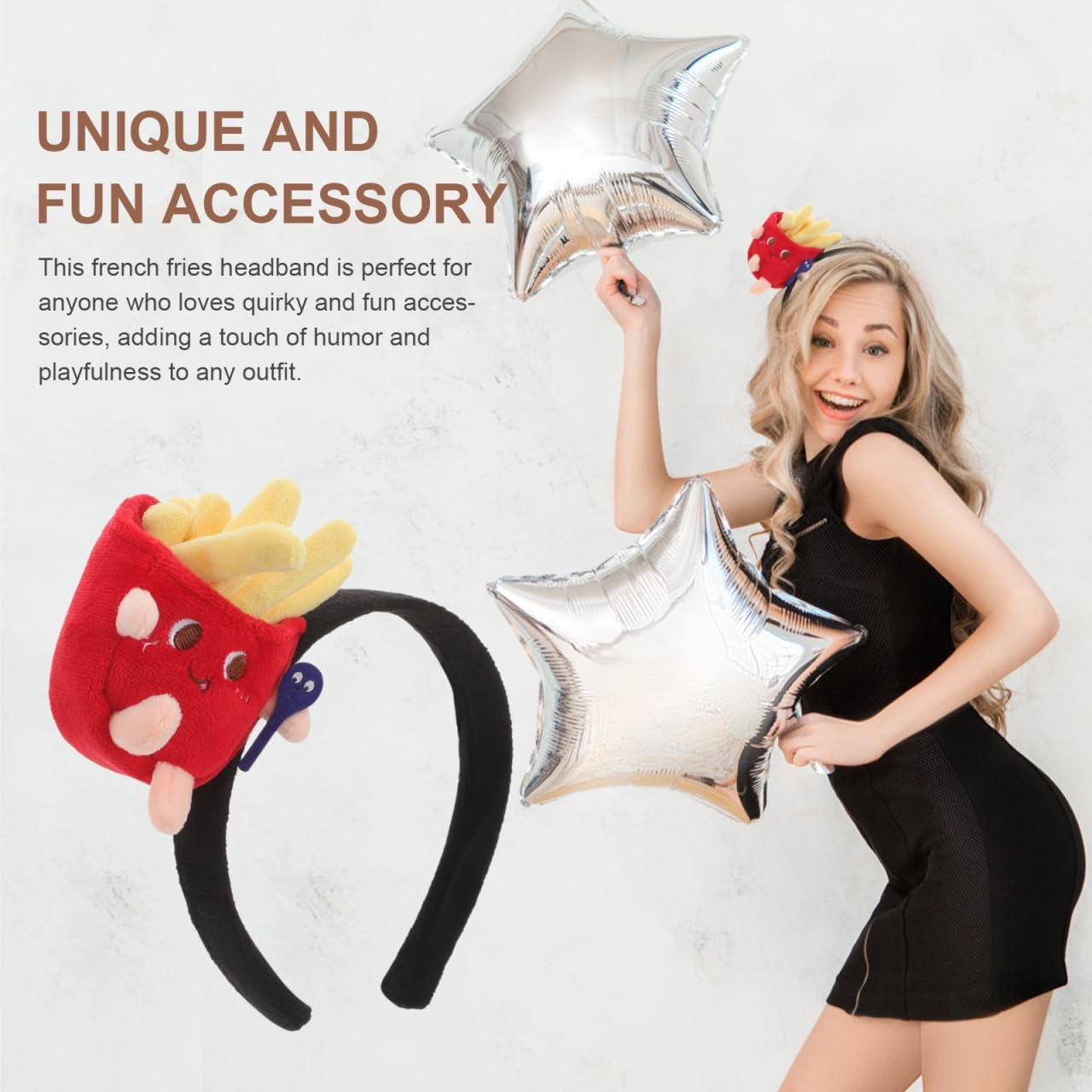 Minkissy French Fries Headband Headpiece Fun Headband Cosplay Headband Headbands for Women Headband Halloween Costume Accessories Halloween Headband French Fries Toast Hot Dog Fabric image number 2