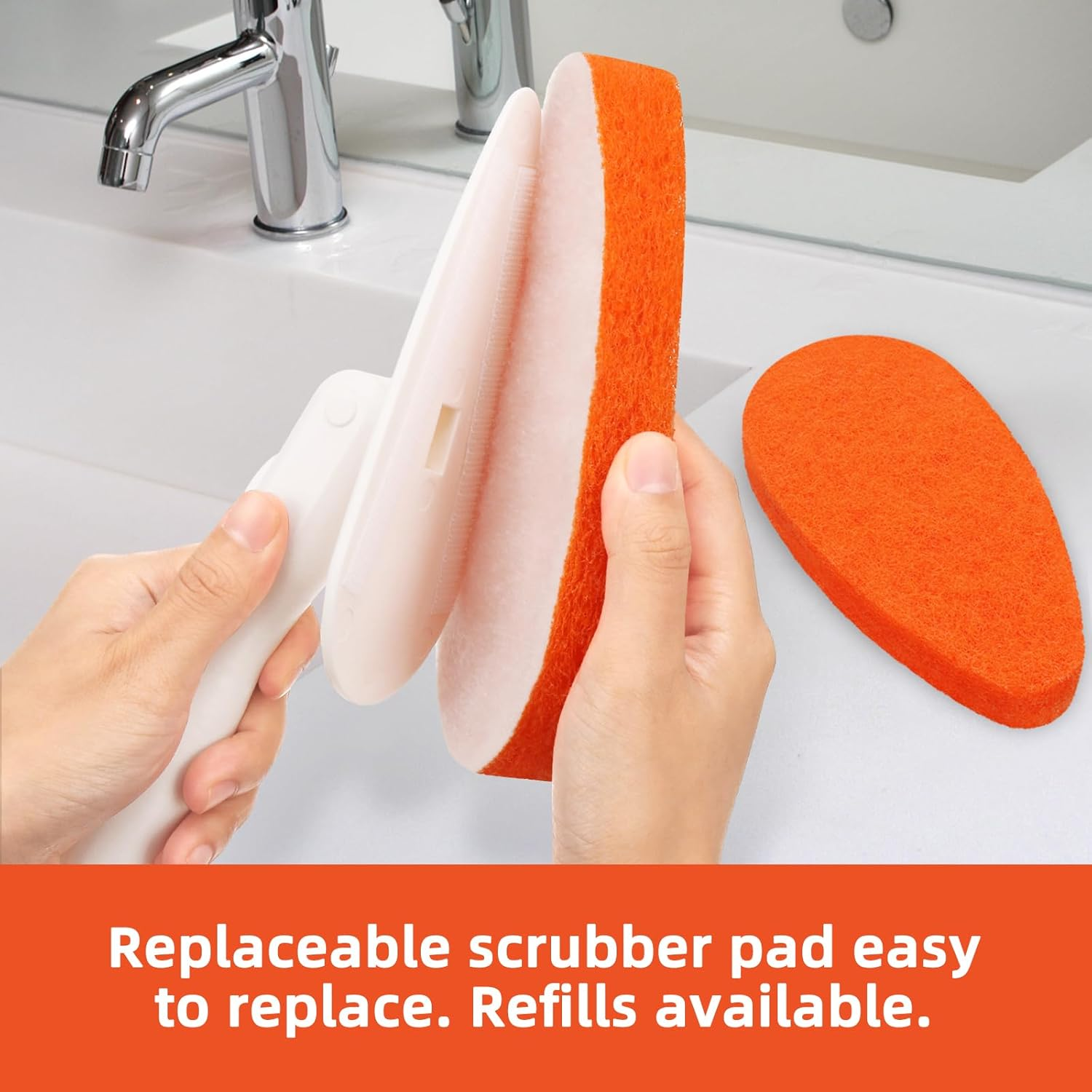 Qaestfy Shower Bathtub Tub Tile Scrubber Cleaning Brush with 51'' Handle, 5 Non-Scratch Scouring Pads, Adjustable Long Handled Scrub Brush for Cleaning Shower Bathroom Vessel Sinks Wall Floor, QAE027 image number 5