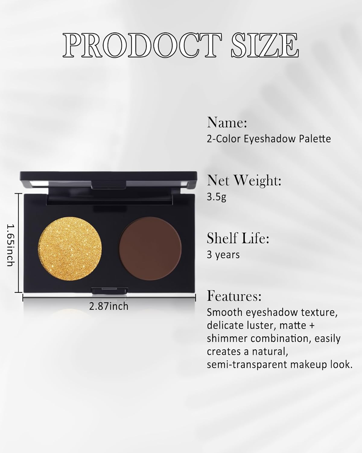 Matte Glitter Eyeshadow Palette, 2 Colours, Eyeshadow Brown, Waterproof and Durable, Highly Pigmented Metallic Shimmering Finish, Shimmer Eye Makeup for Make-Up, Girls and Women, 08 - 09 image number 2