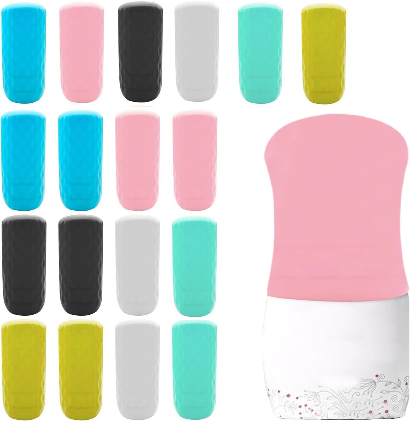 WADY 18 Pcs Silicone Travel Bottle Covers - Elastic Leak Proof Sleeves for Shampoo & Toiletries Containers, Universal Fit Travel Essentials for Liquids Prevention